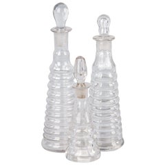 Antique French Glass Pharmacy Decanters, 1920s