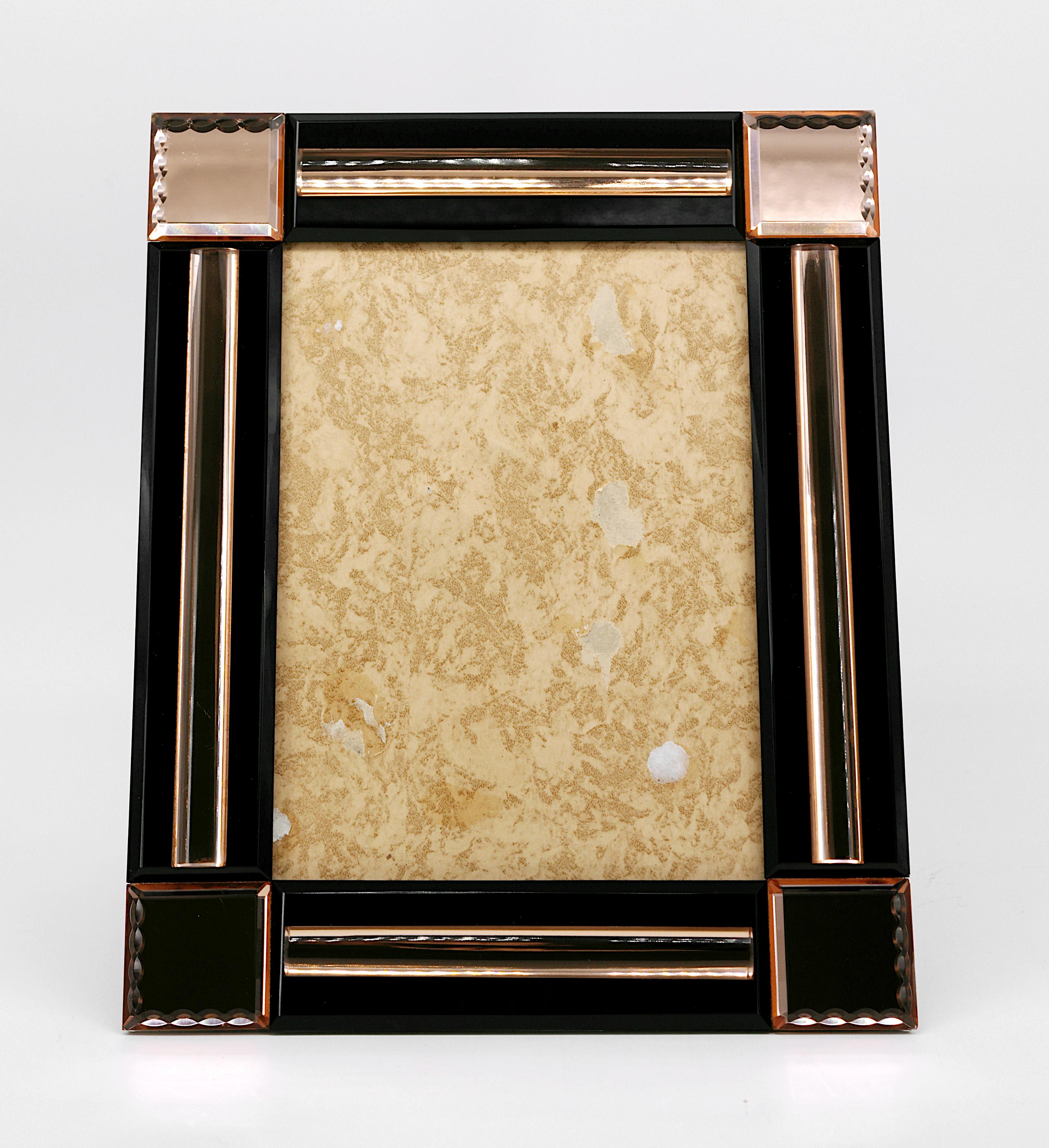 Art Deco French Glass Photo Frame, 1940s For Sale