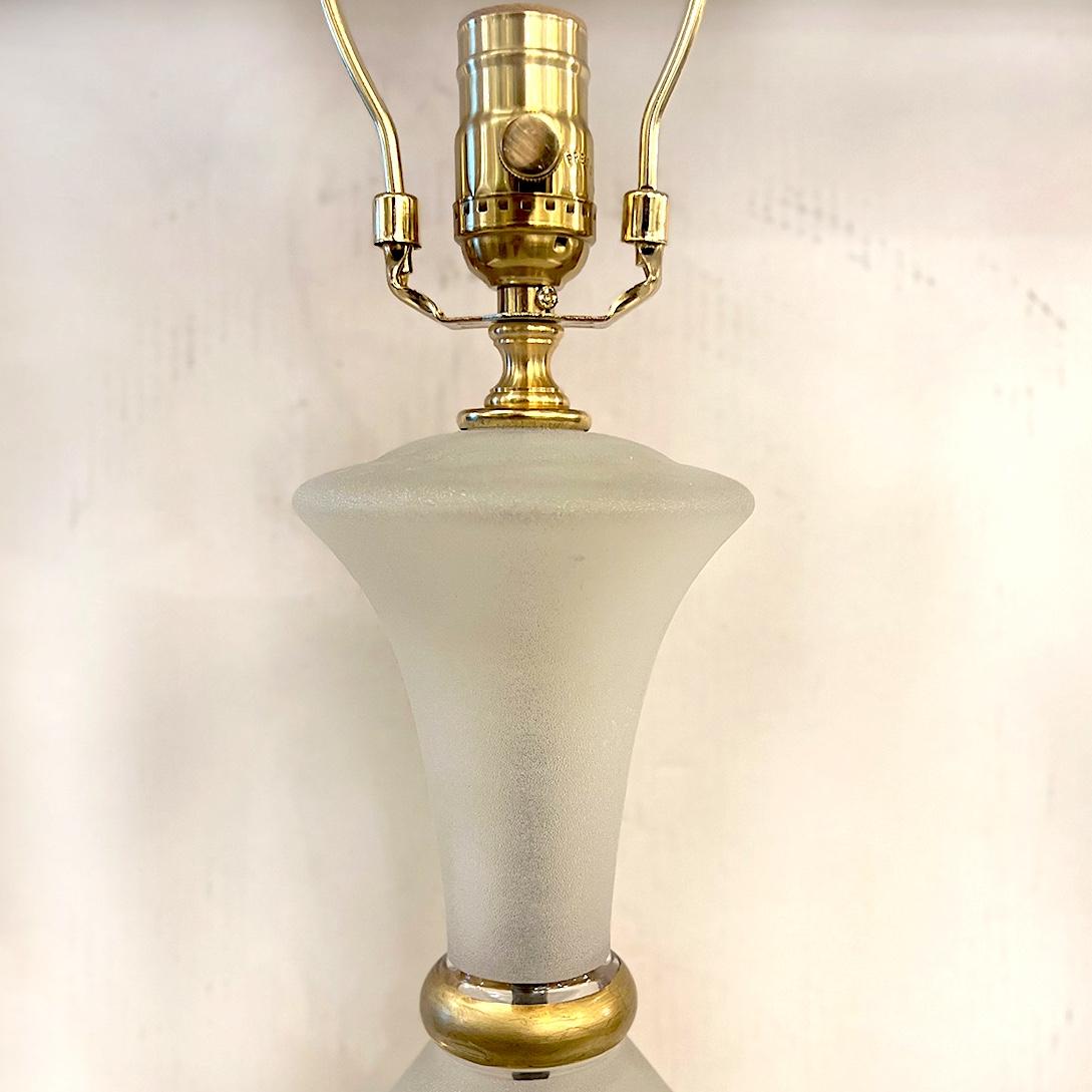 Frosted French Glass Table Lamp For Sale
