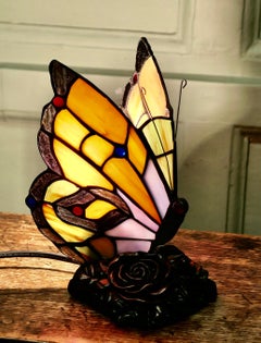 French Glass Tiffany Style Lamp in the form of a Butterfly