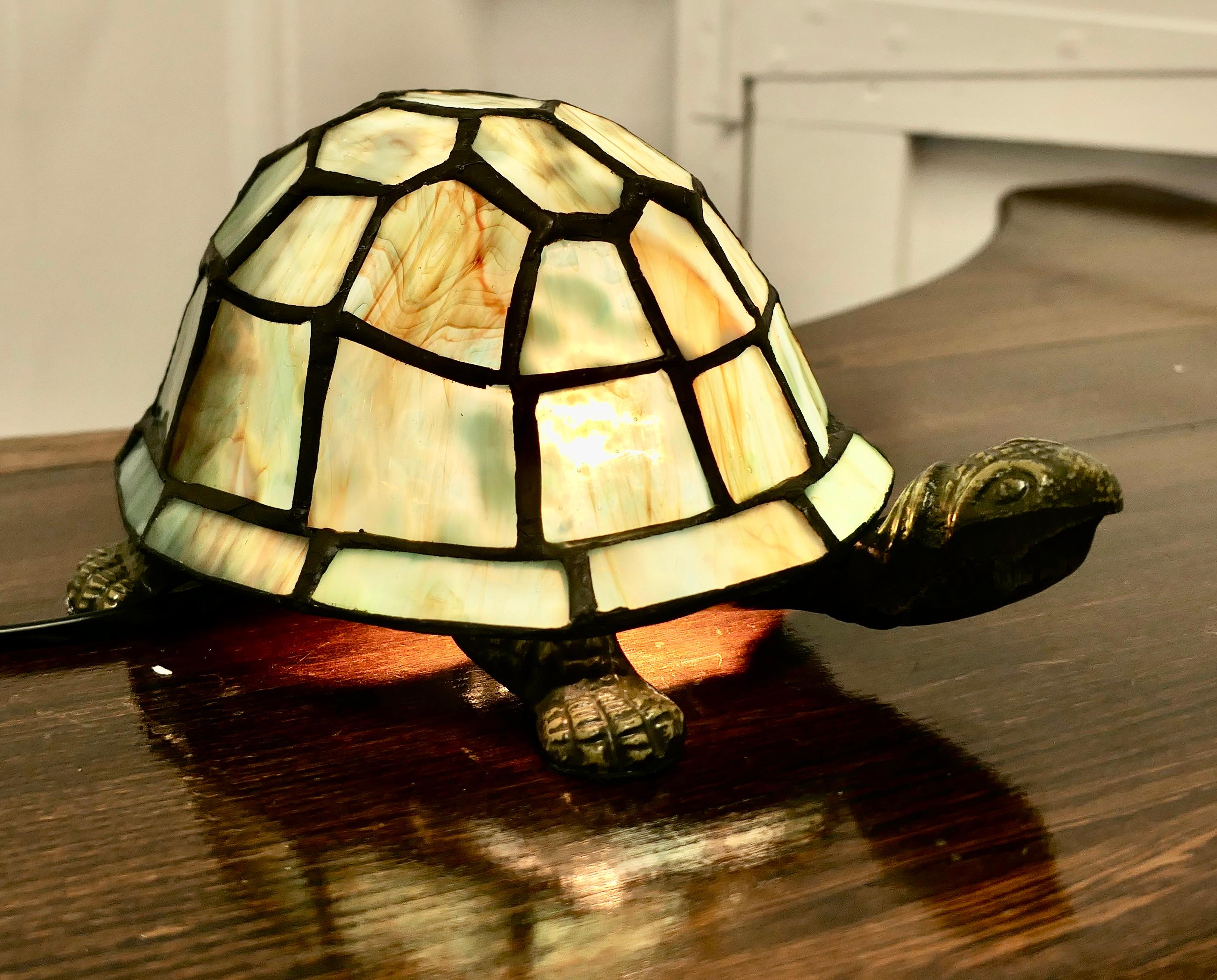French Glass Tiffany Style Lamp in the form of a Tortoise    In Good Condition For Sale In Chillerton, Isle of Wight