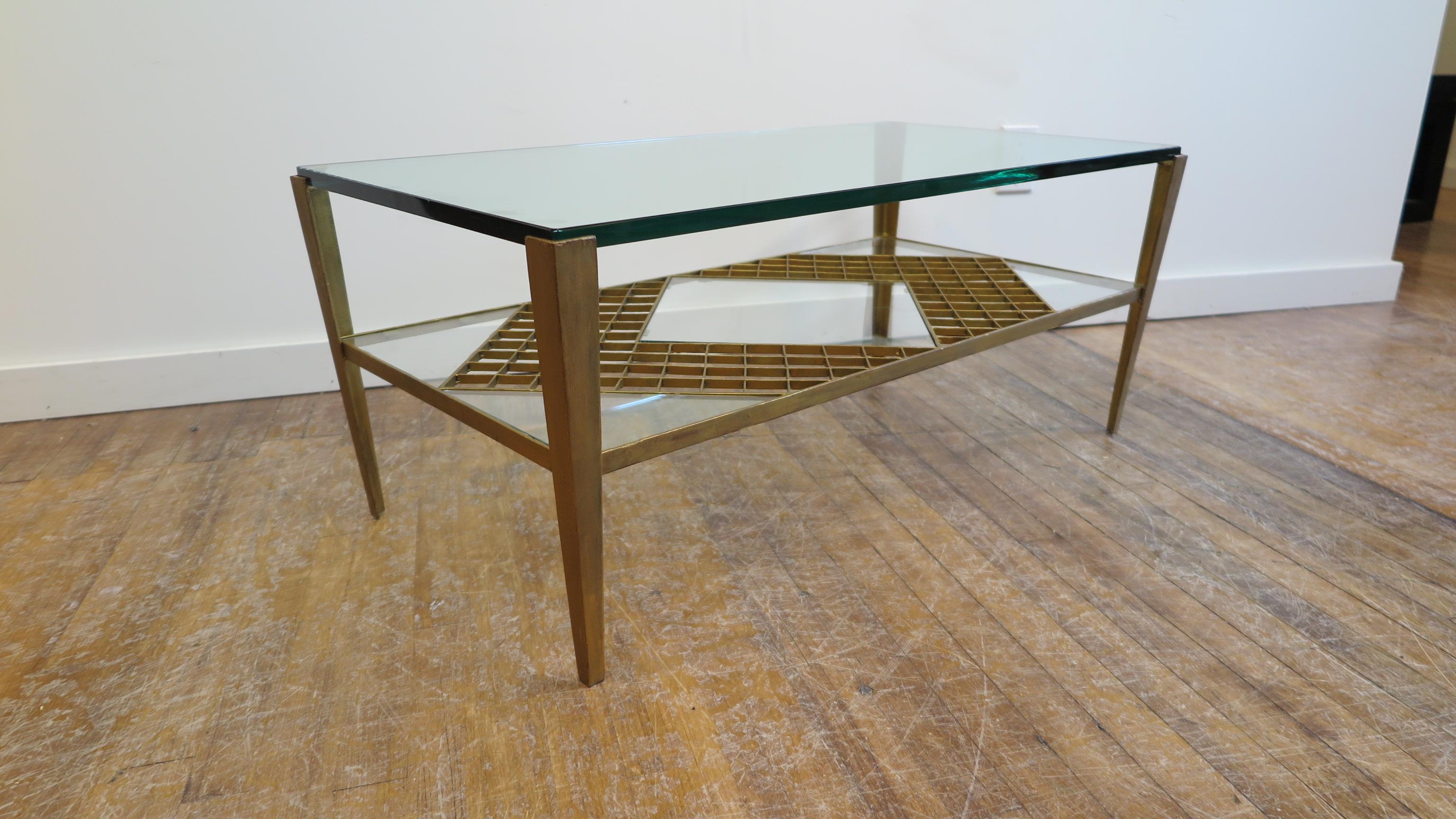 French Mid Century Glass Top Cocktail Table 3