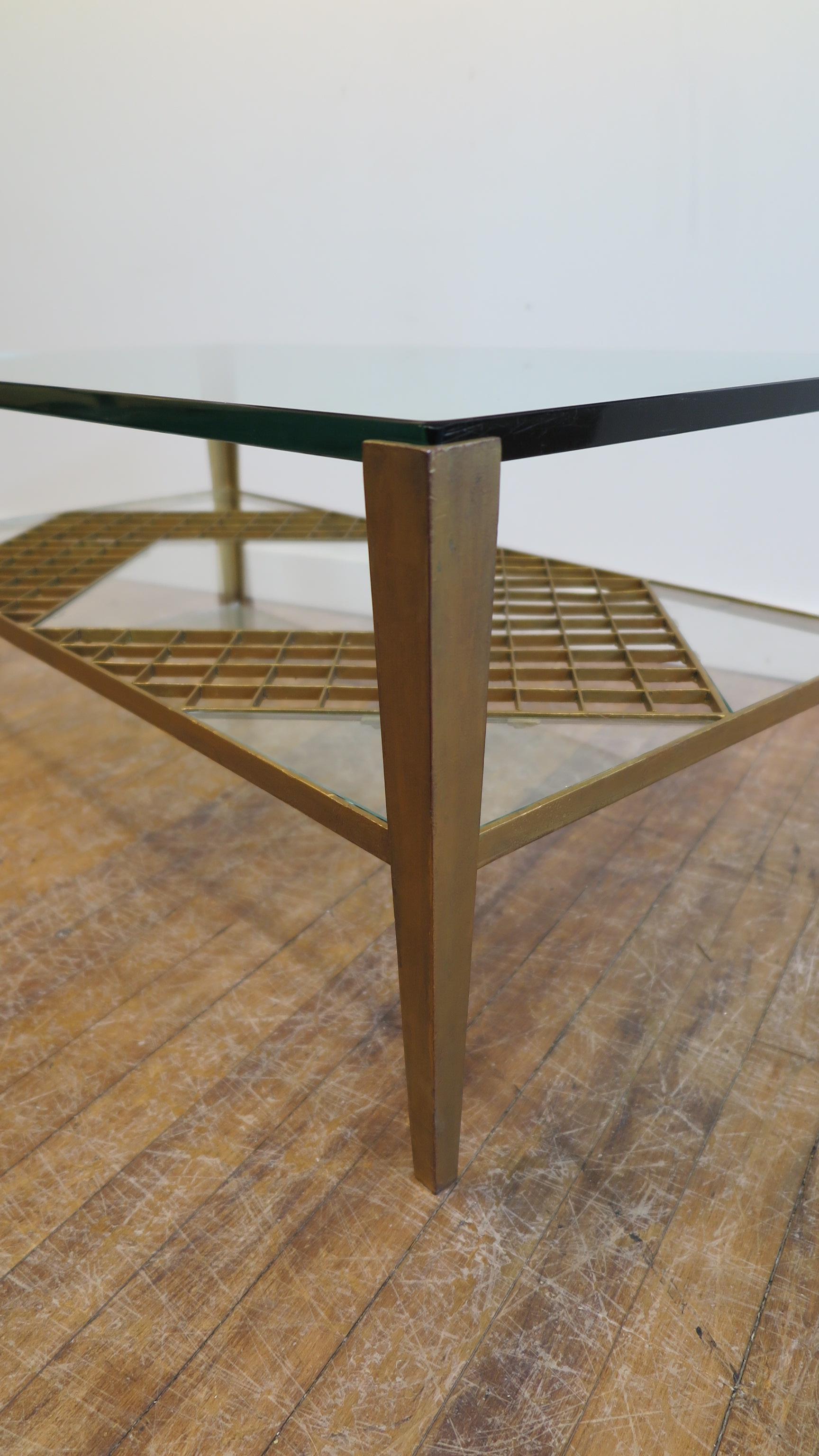 French Mid Century Glass Top Cocktail Table 1