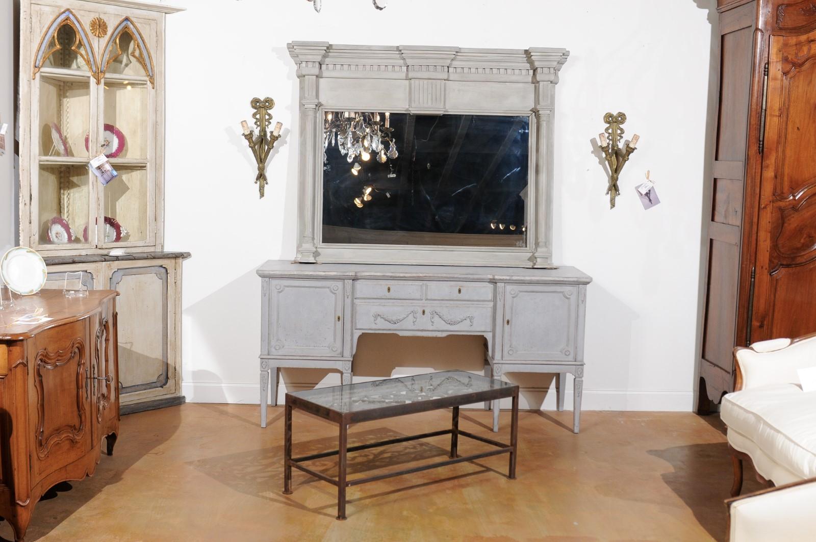 French Glass Top Coffee Table Made of 19th Century Wrought Iron Balcony In Good Condition In Atlanta, GA