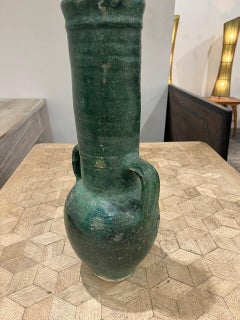 French Glazed 2 Handle Green Glaze Olive Jar