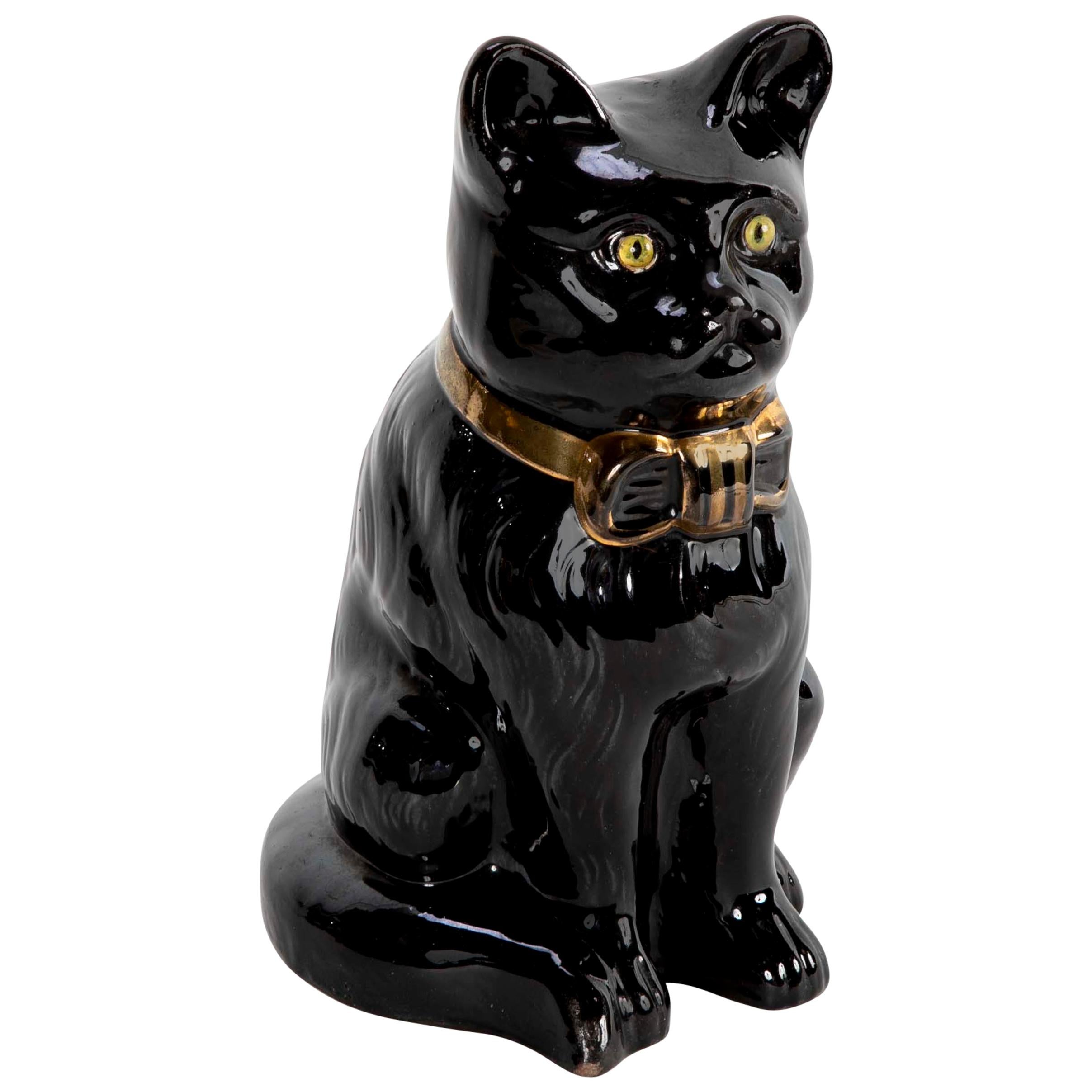 French glazed Ceramic Black Cat