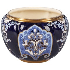 French Glazed Ceramic Planter by Vieillard for Bordeaux, Late 1800s