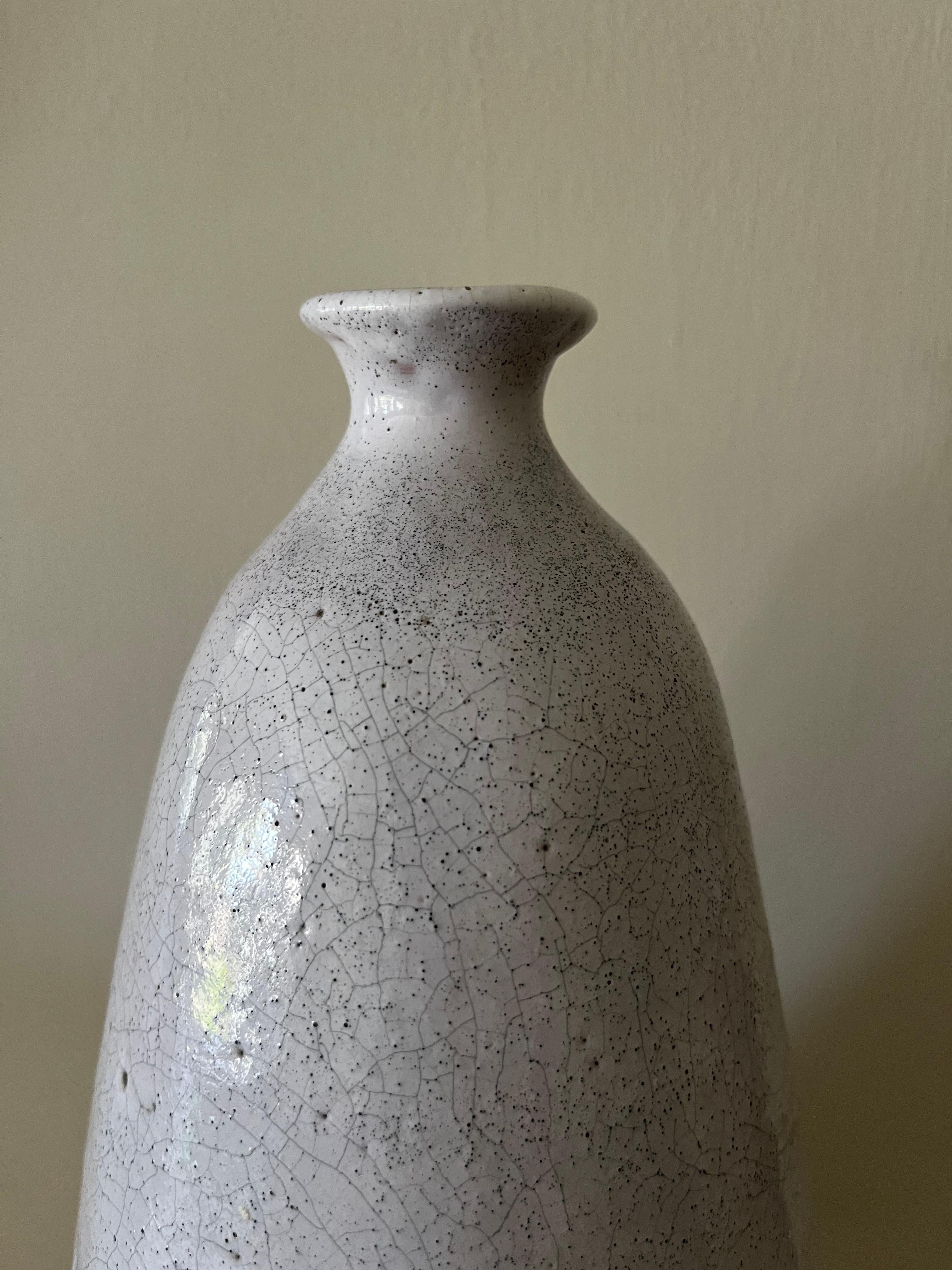 Mid-Century Modern French glazed ceramic vessel signed EG 1955 For Sale