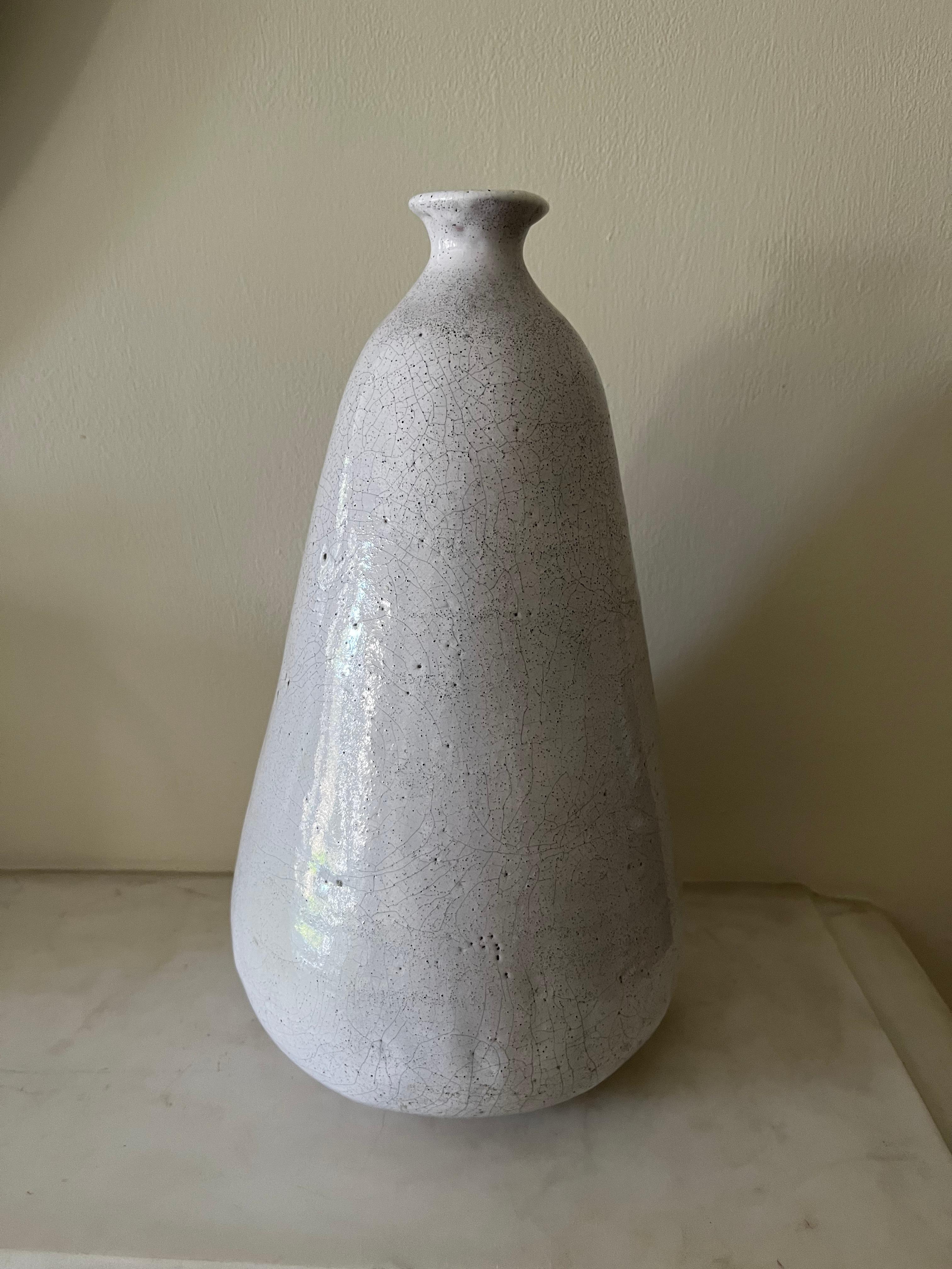 Européen Vase en céramique émaillée française signé EG 1955 en vente