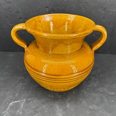 French Glazed Confit Pot Planter in Yellow Ochre