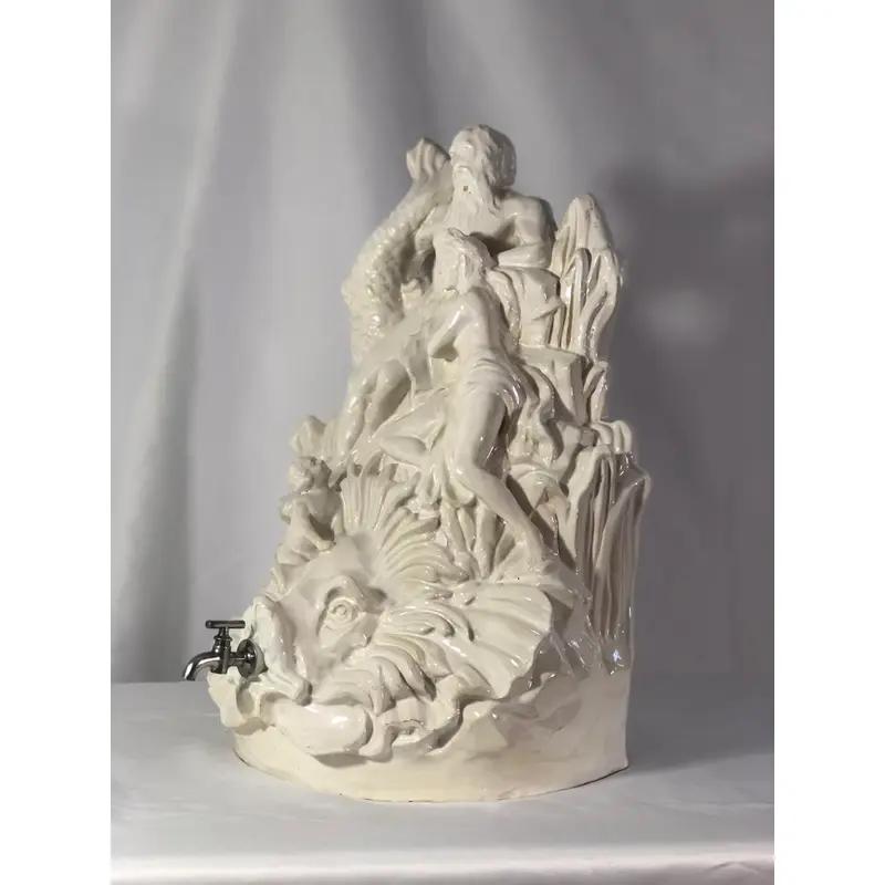 20th Century French Glazed Porcelain Ceramic Fountain Decanter For Sale