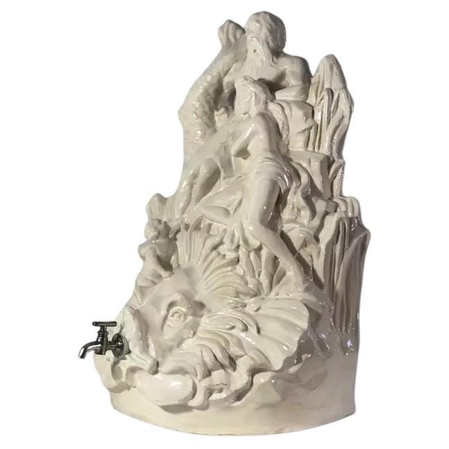 French Glazed Porcelain Ceramic Fountain Decanter For Sale