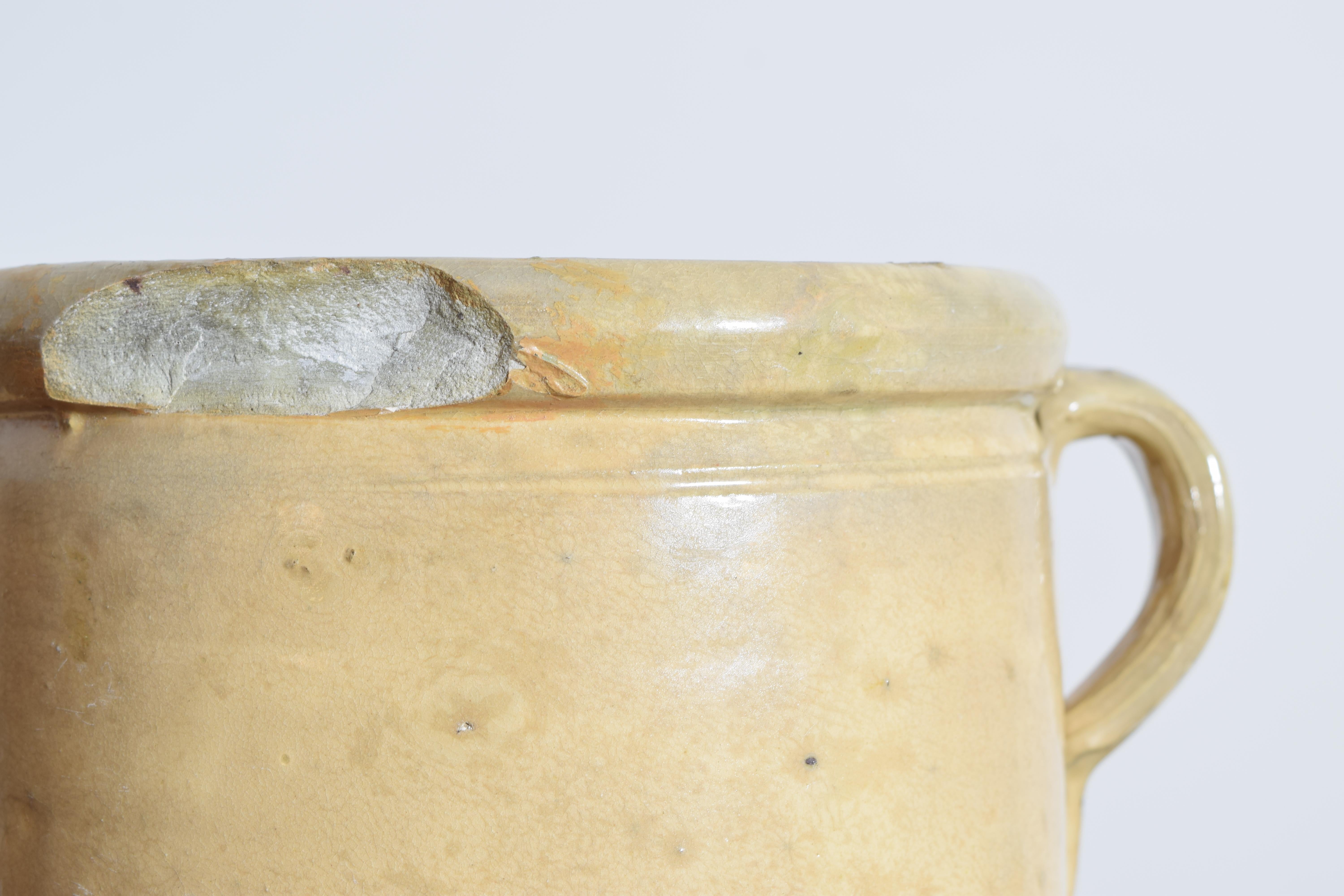 Smaltato Pentola per confit in gres smaltato francese, XIX secolo in vendita