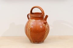French Glazed Terracotta 19th Century Pot from Provence with Wavy Lines