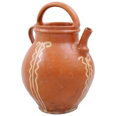 French Glazed Terracotta 19th Century Pot from Provence with Wavy Lines