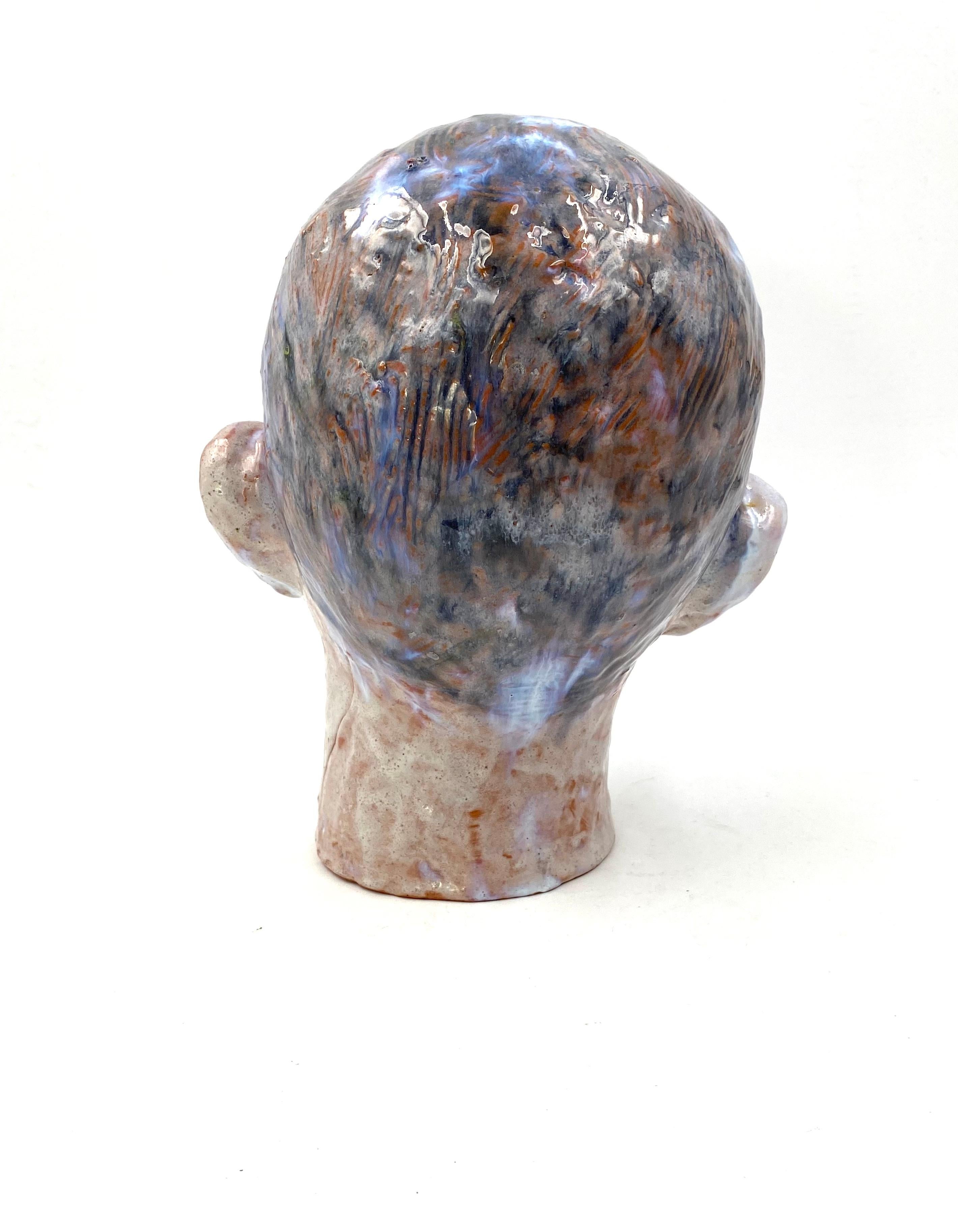 Testa di ragazzo in terracotta smaltata francese, Francia, 1958 in vendita 4