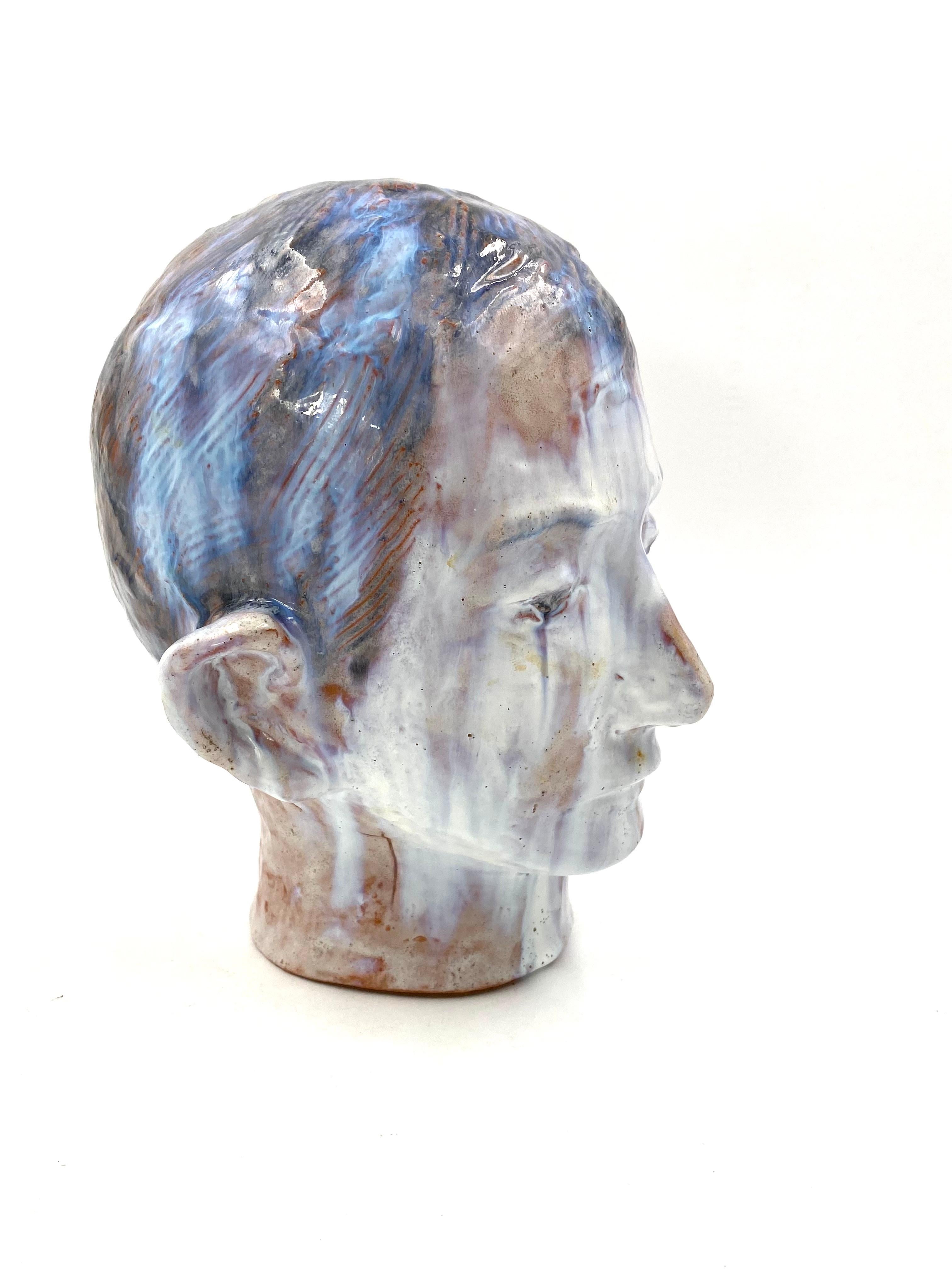 Terracotta Testa di ragazzo in terracotta smaltata francese, Francia, 1958 in vendita
