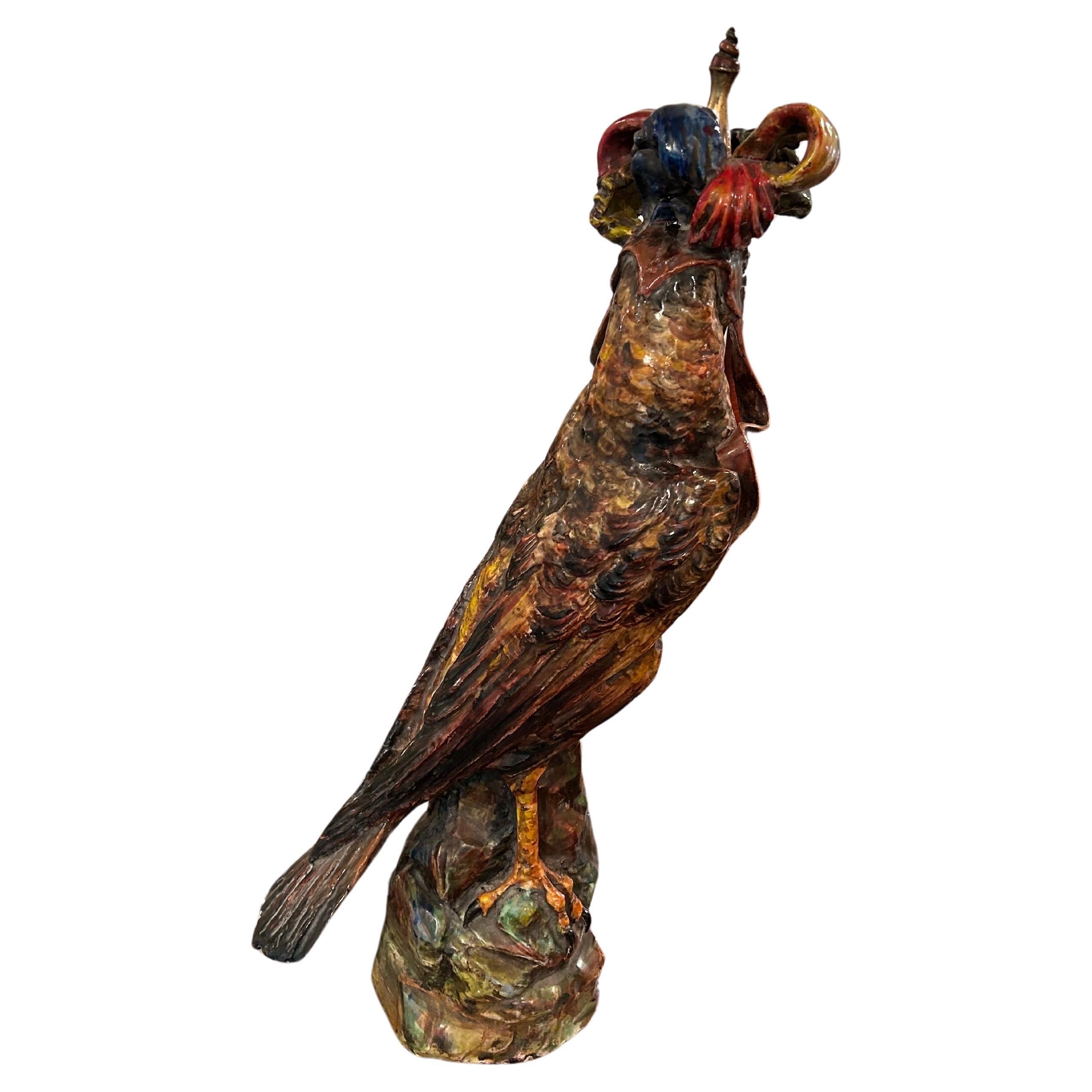 French Glazed Terracotta Falcon Sculpture For Sale 4