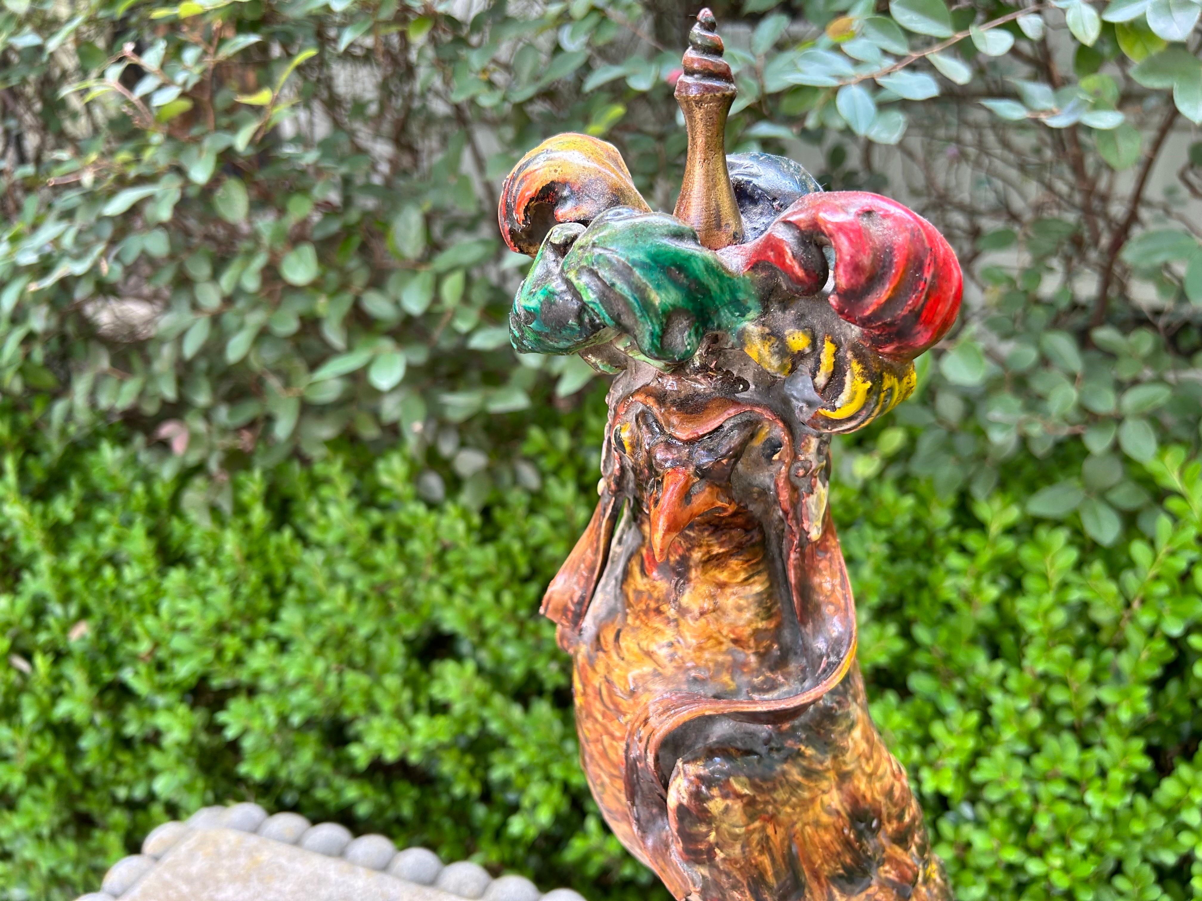 French Glazed Terracotta Falcon Sculpture For Sale 6
