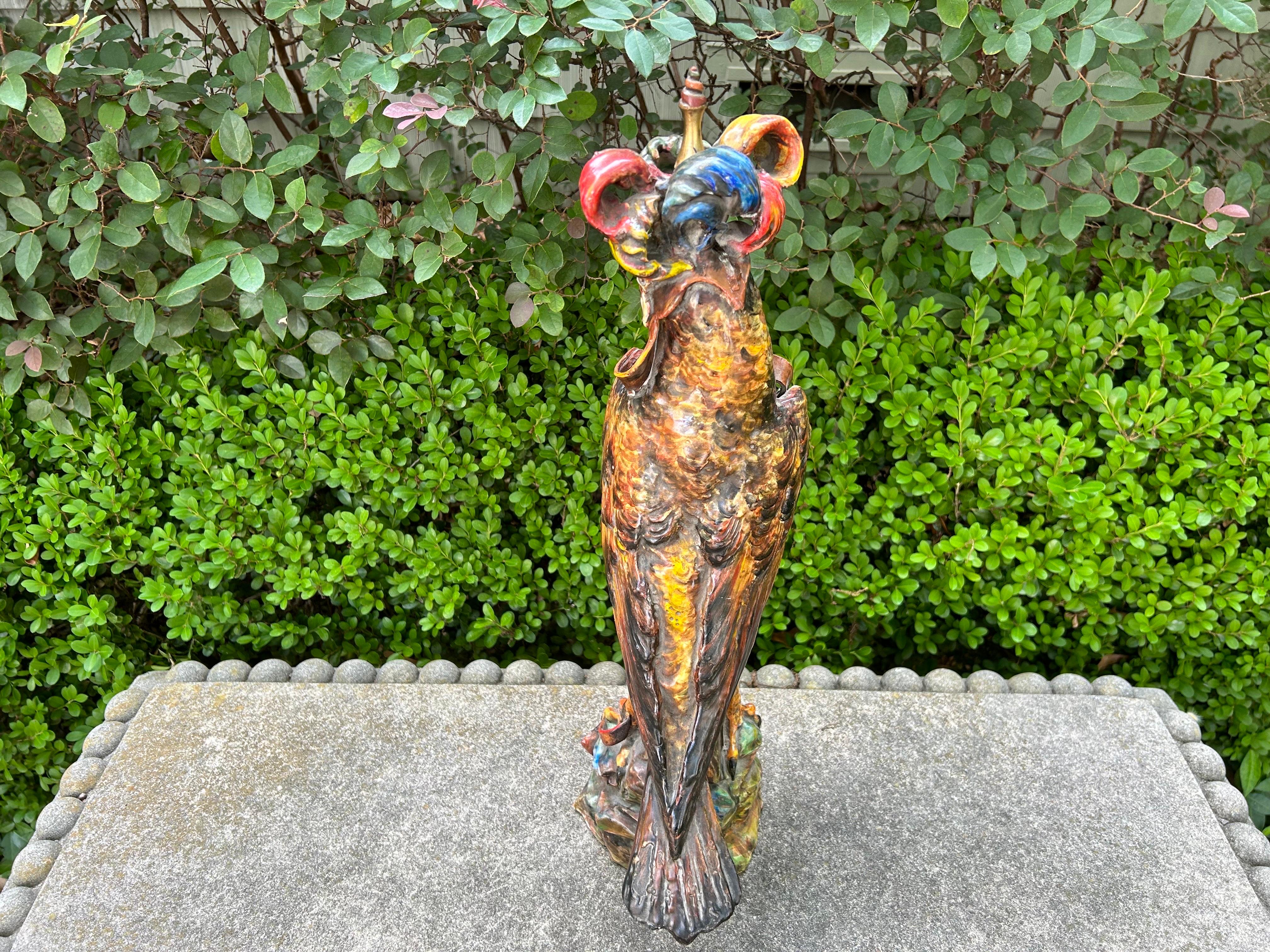 French Glazed Terracotta Falcon Sculpture For Sale 8
