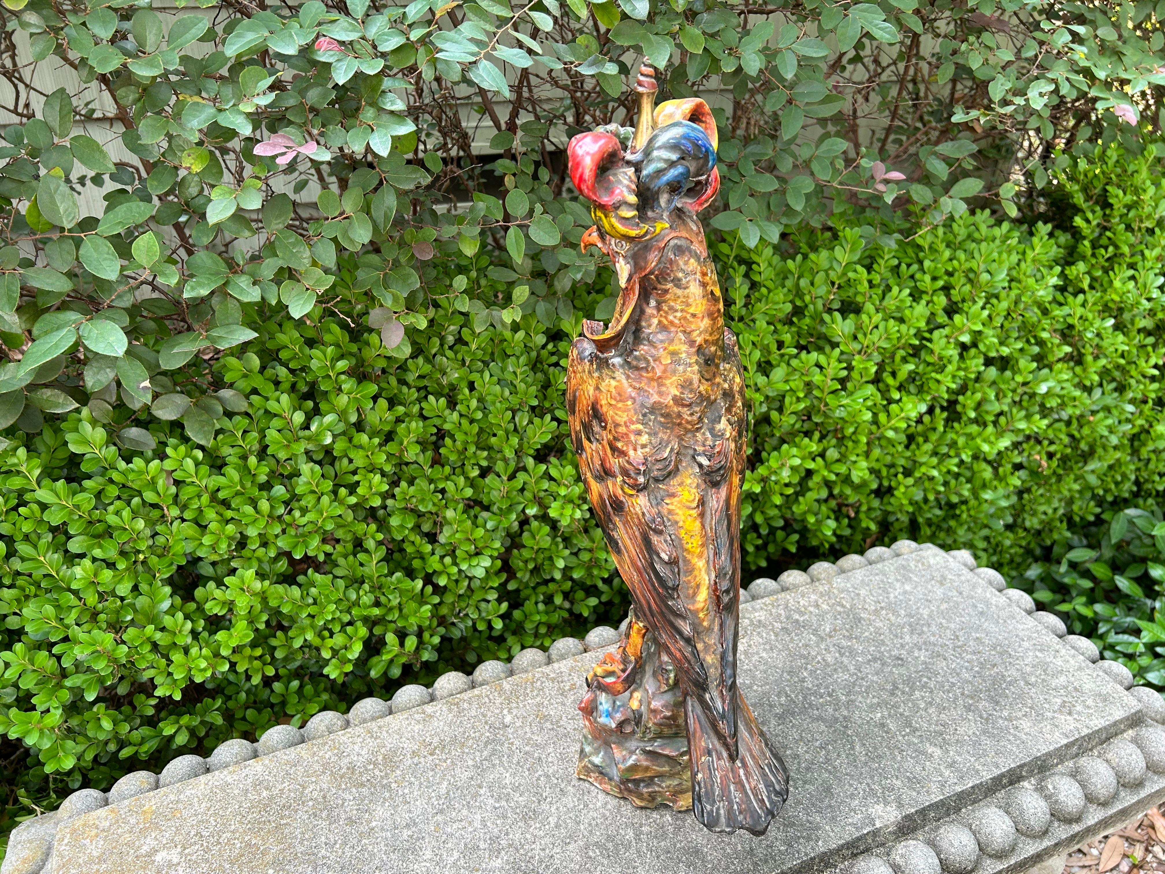 French Glazed Terracotta Falcon Sculpture For Sale 9