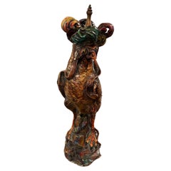 Antique French Glazed Terracotta Falcon Sculpture