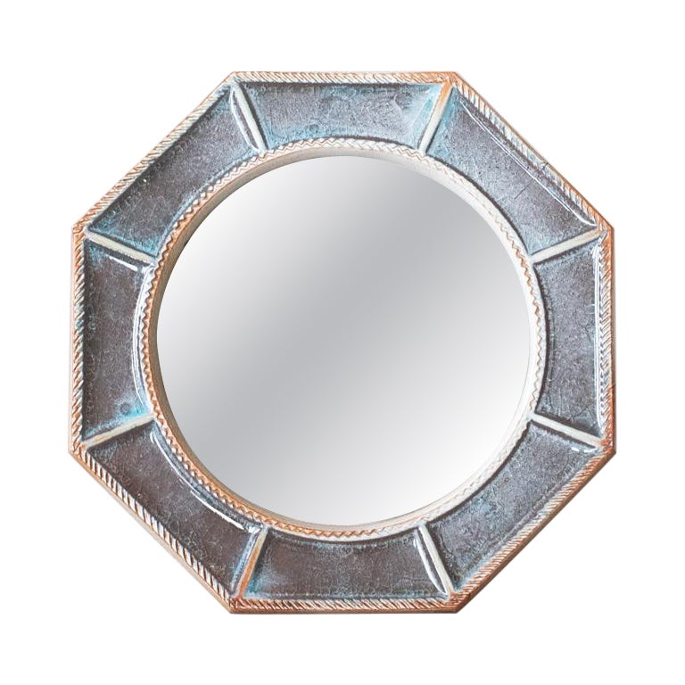 French Glazed Terracotta Mirror c. 1970s