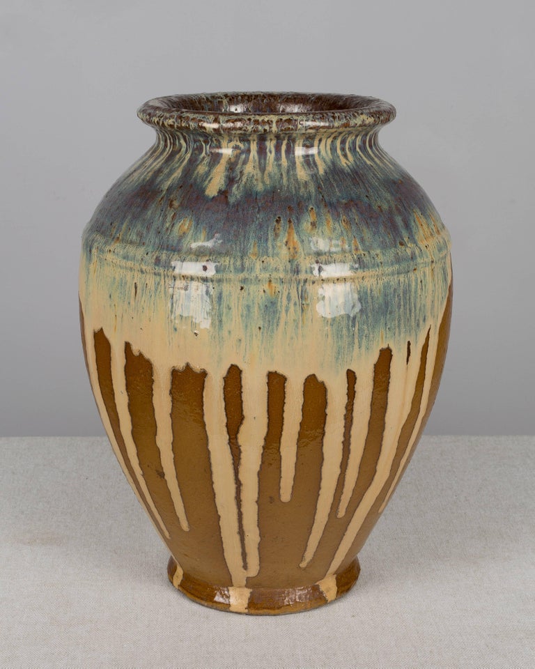 French Glazed Terracotta Pottery  Vase For Sale at 1stdibs
