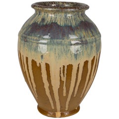 French Glazed Terracotta Pottery Vase