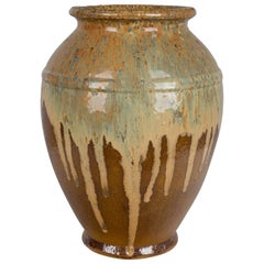Französische glasierte Terrakotta-Keramik-Vase