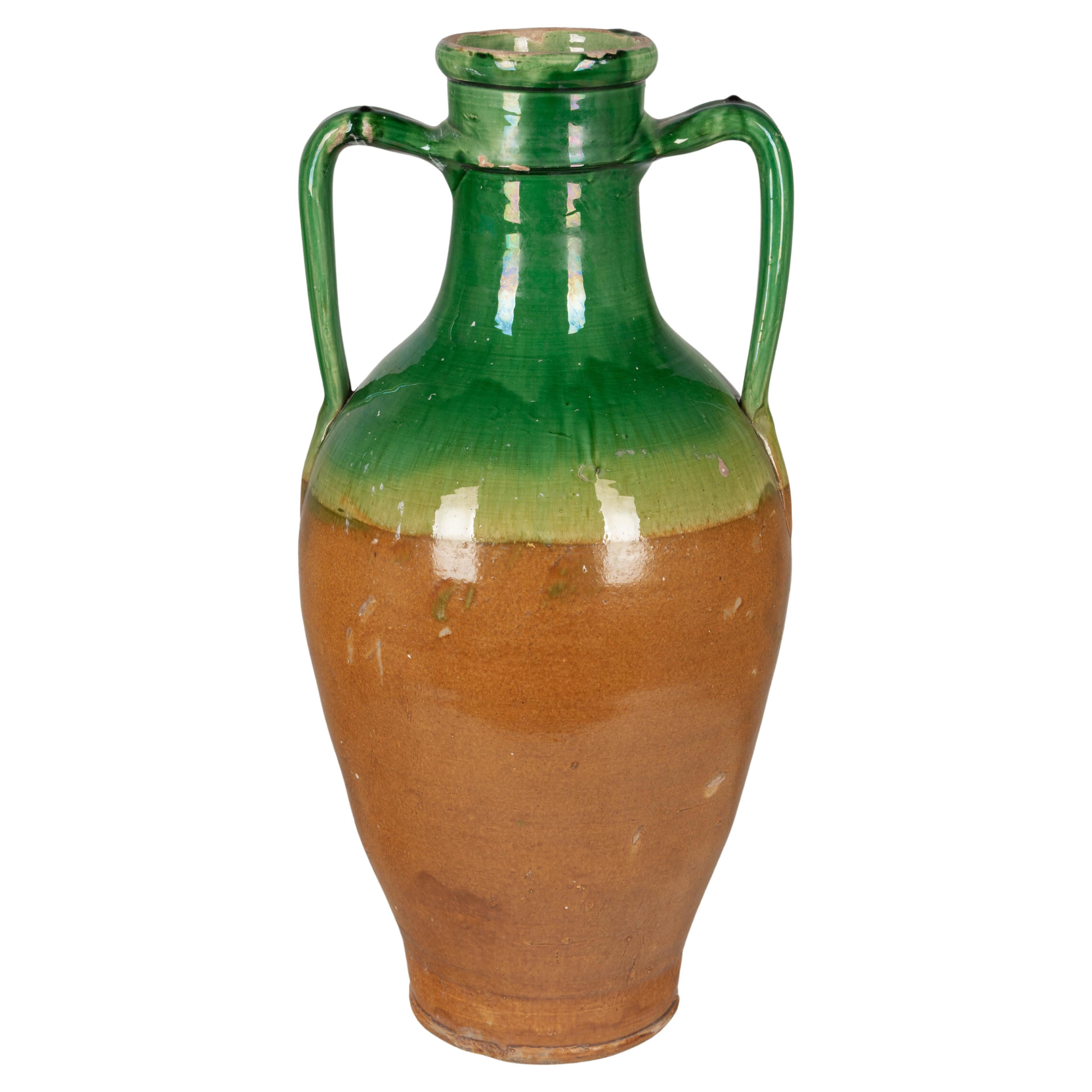Vintage Brown Glazed Terracotta Clay Pottery For Sale at 1stDibs