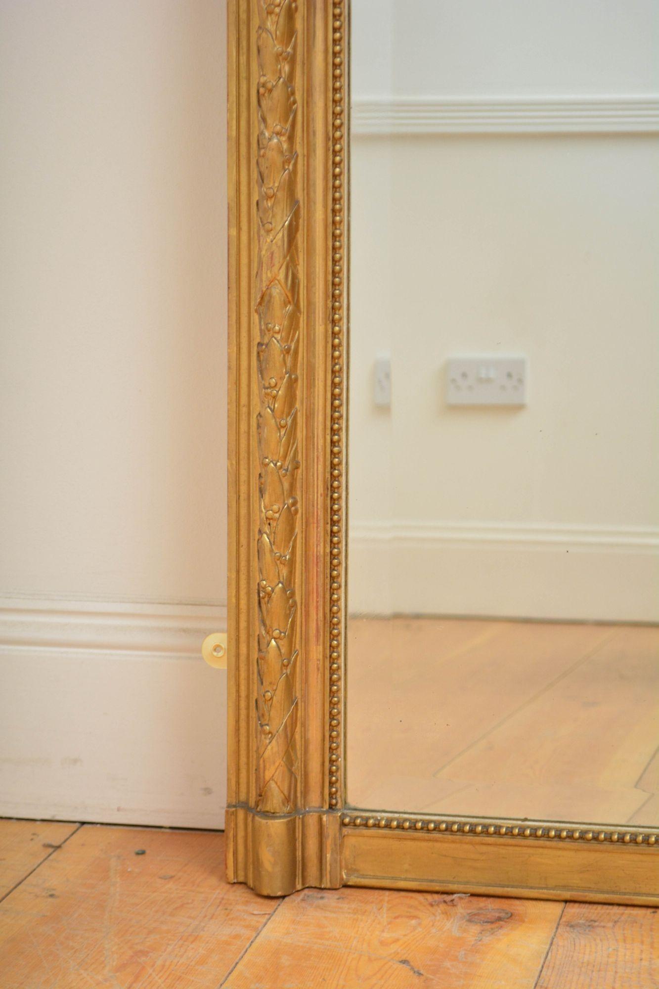 Miroir en bois de glitwood français Miroir mural H140cm Bon état - En vente à Whaley Bridge, GB