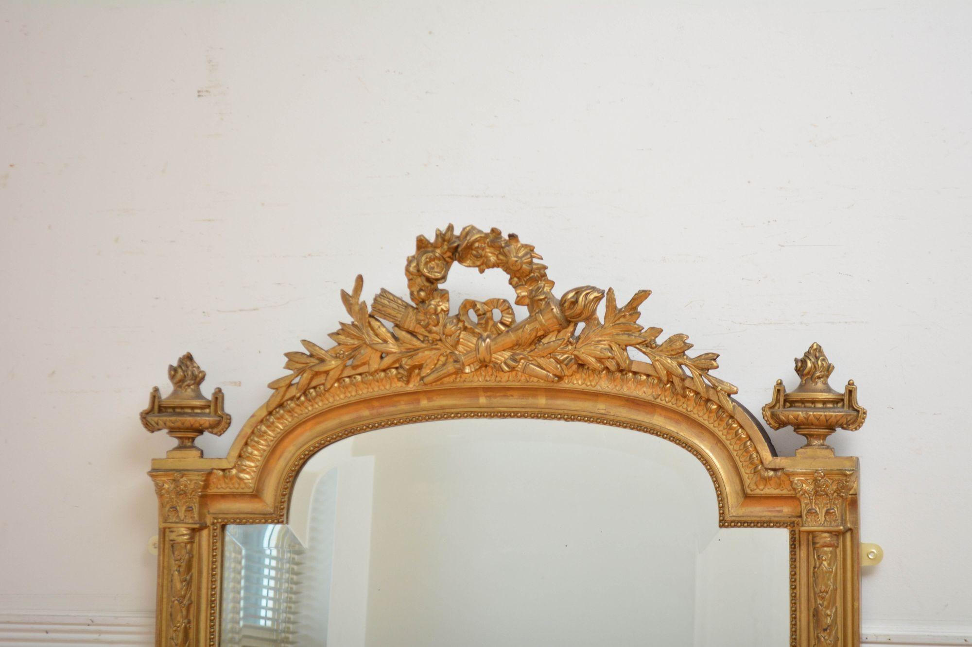 20ième siècle Miroir en bois de glitwood français Miroir mural H140cm en vente
