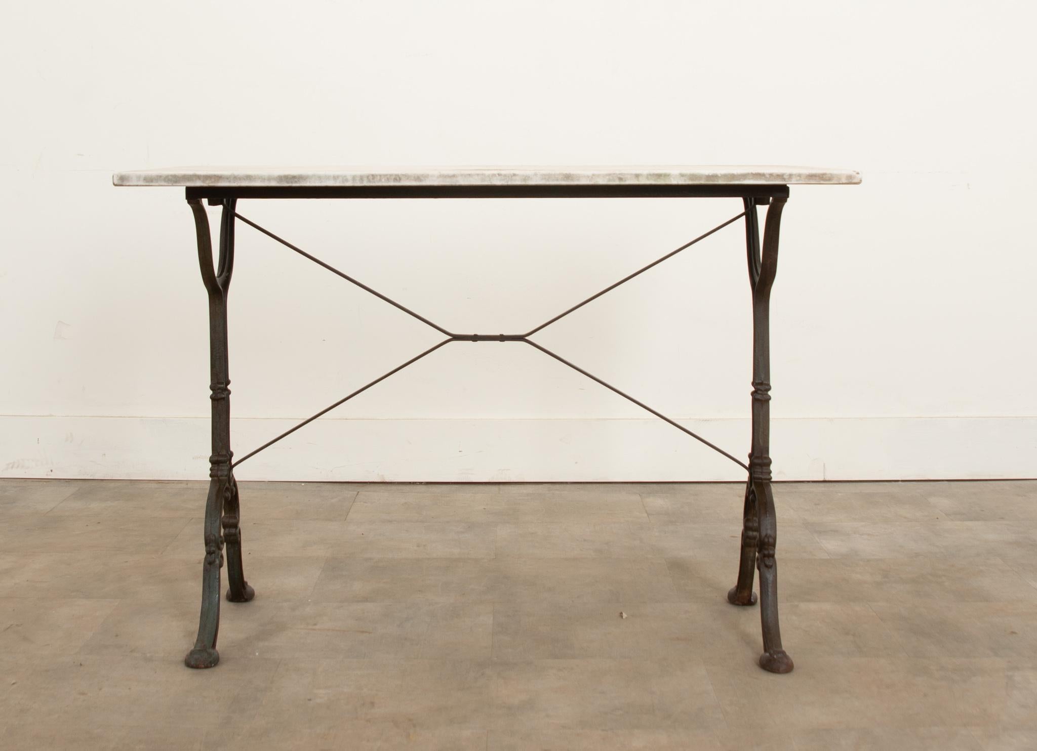 Other French Godin Iron Cafe Table with Marble Top