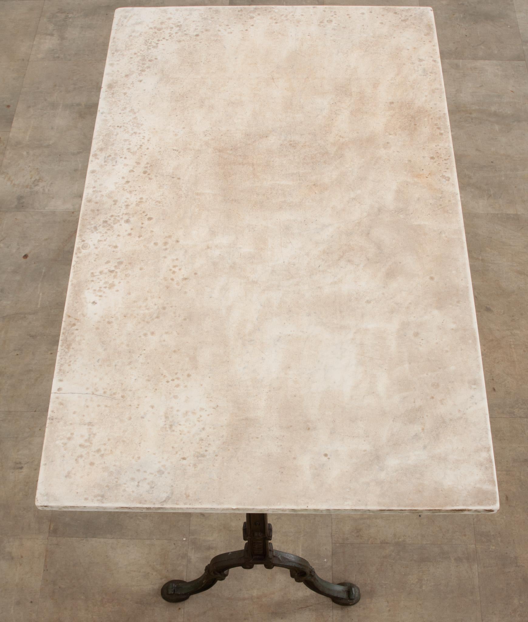 19th Century French Godin Iron Cafe Table with Marble Top