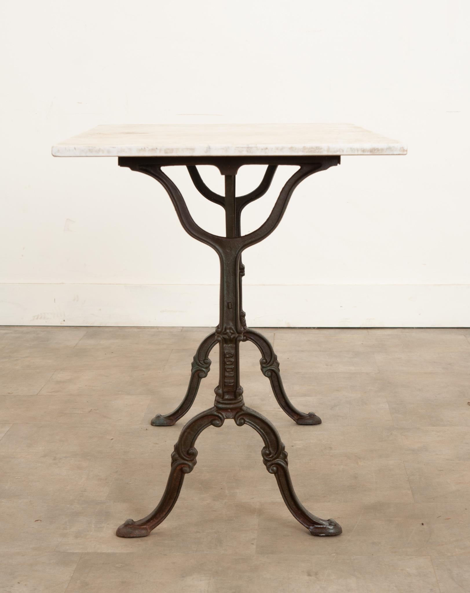 French Godin Iron Cafe Table with Marble Top 1