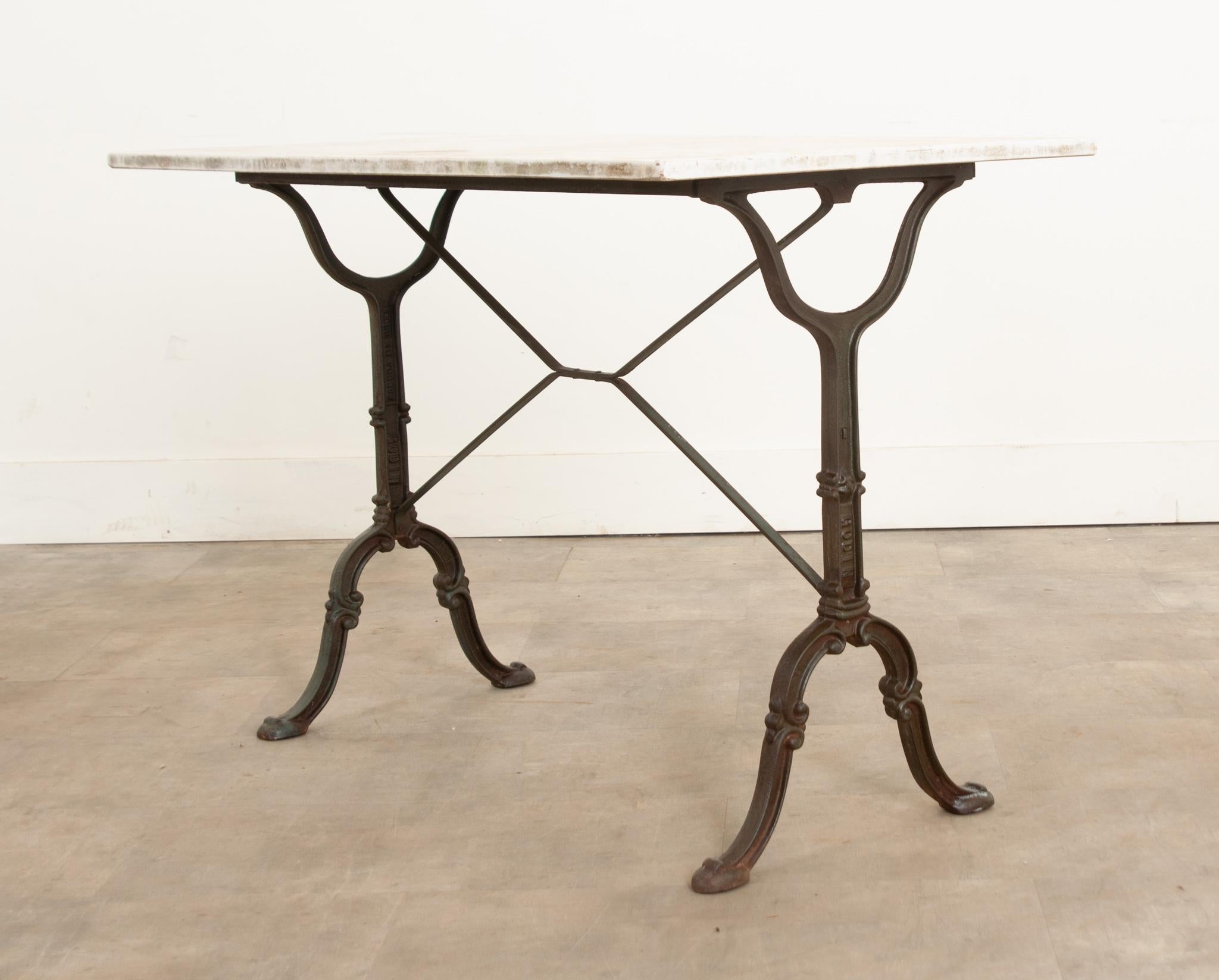 French Godin Iron Cafe Table with Marble Top 2