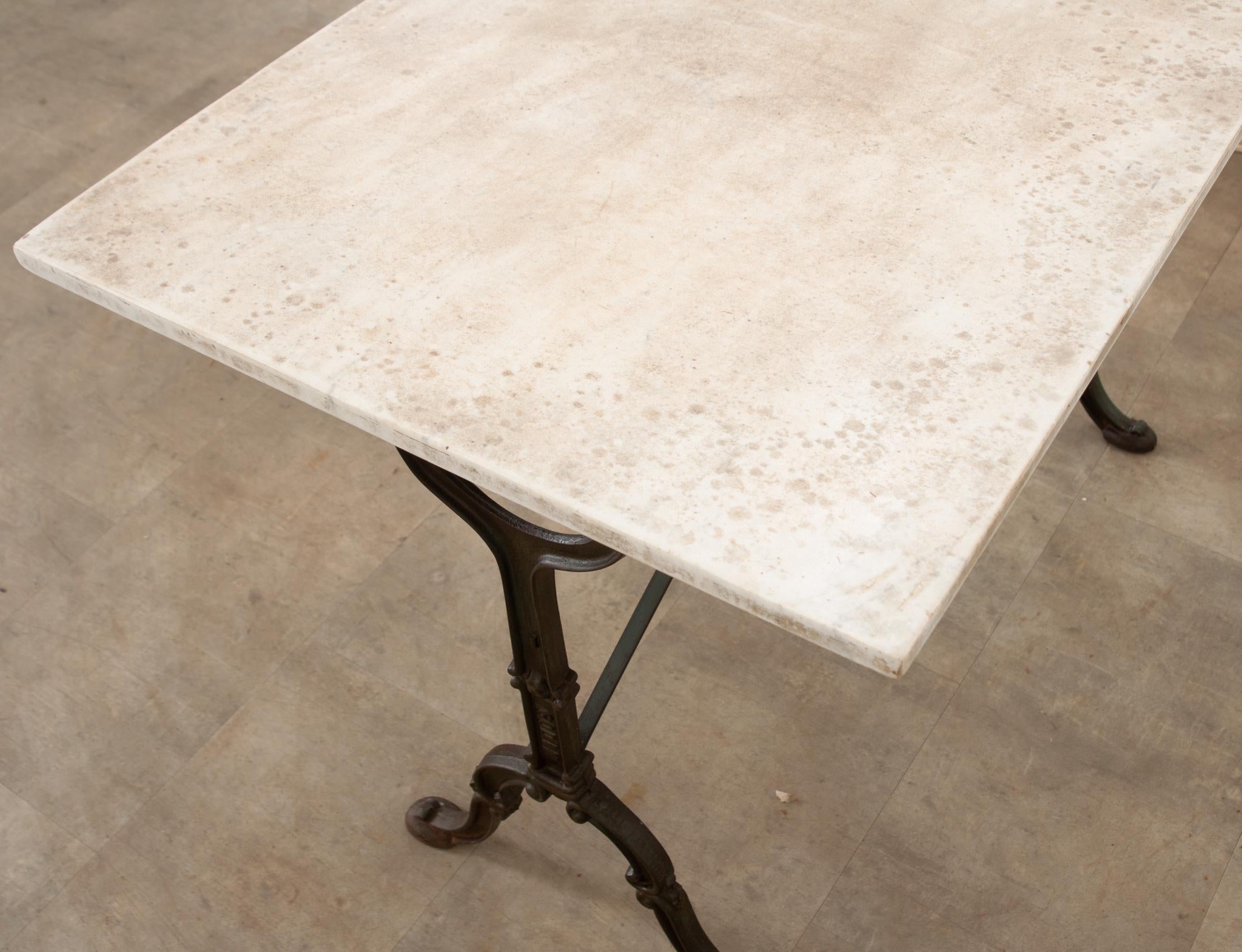 French Godin Iron Cafe Table with Marble Top 3