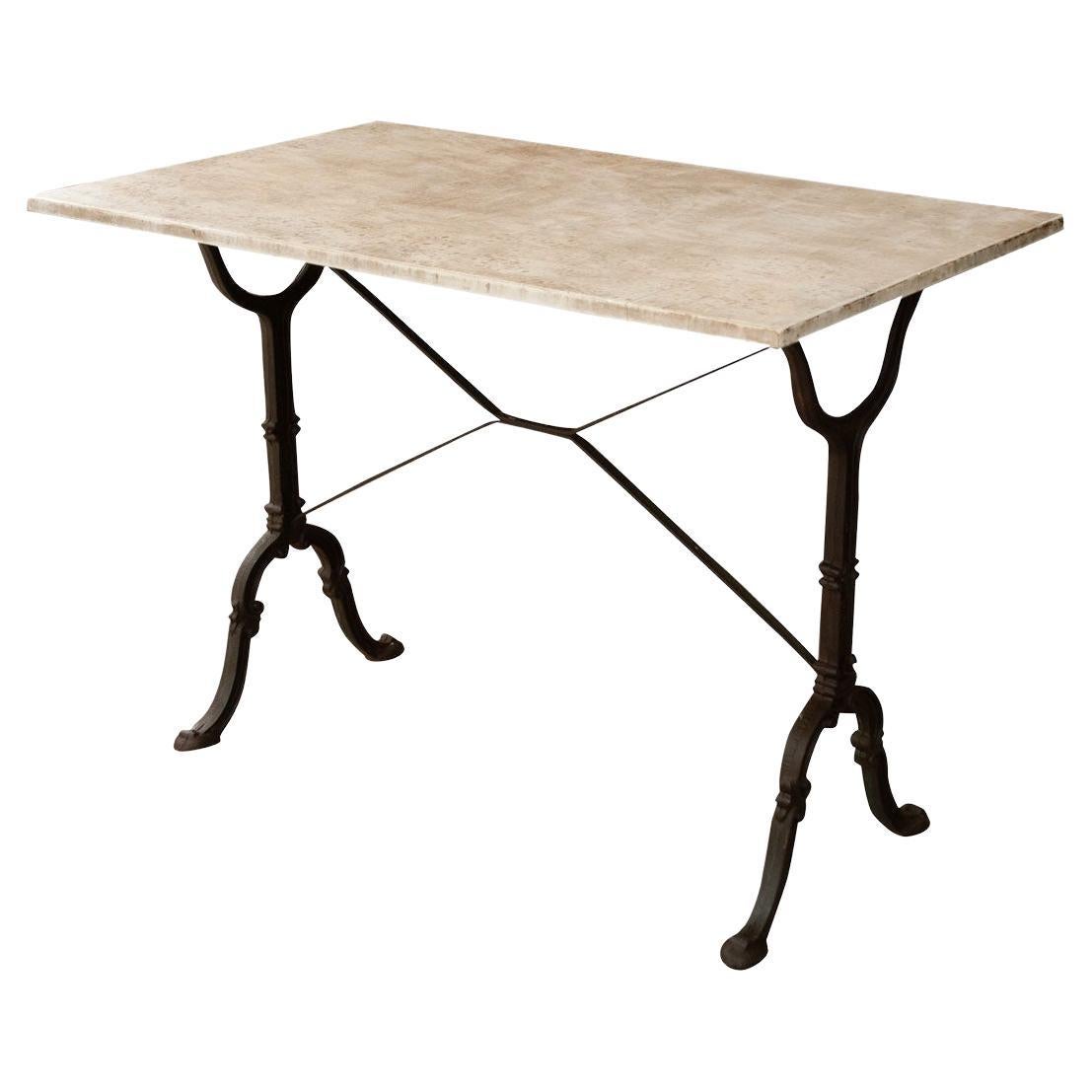 French Godin Iron Cafe Table with Marble Top