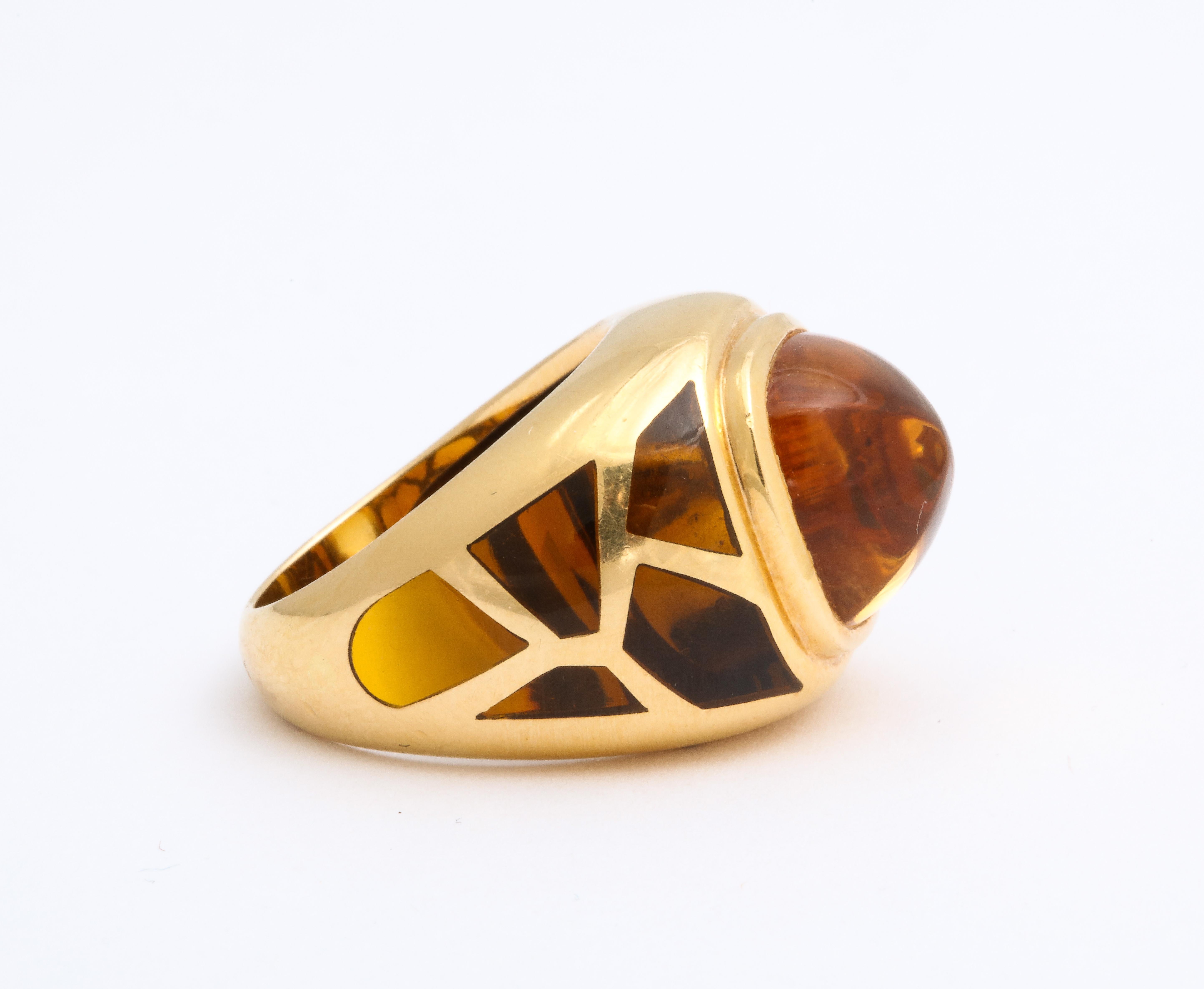 Contemporary Boivin  Citrine and Gold Dome Ring 