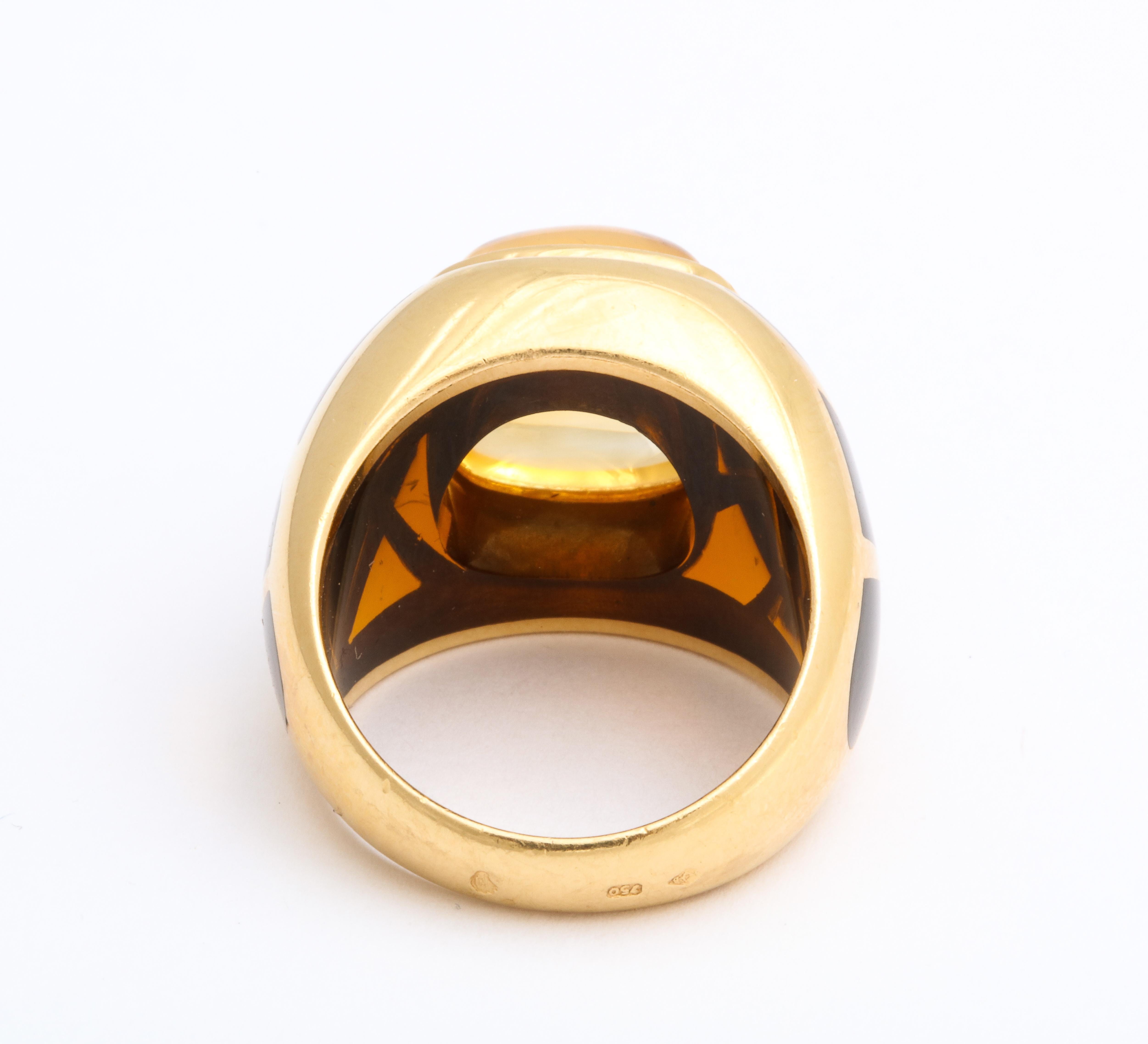 Sugarloaf Cabochon Boivin  Citrine and Gold Dome Ring 