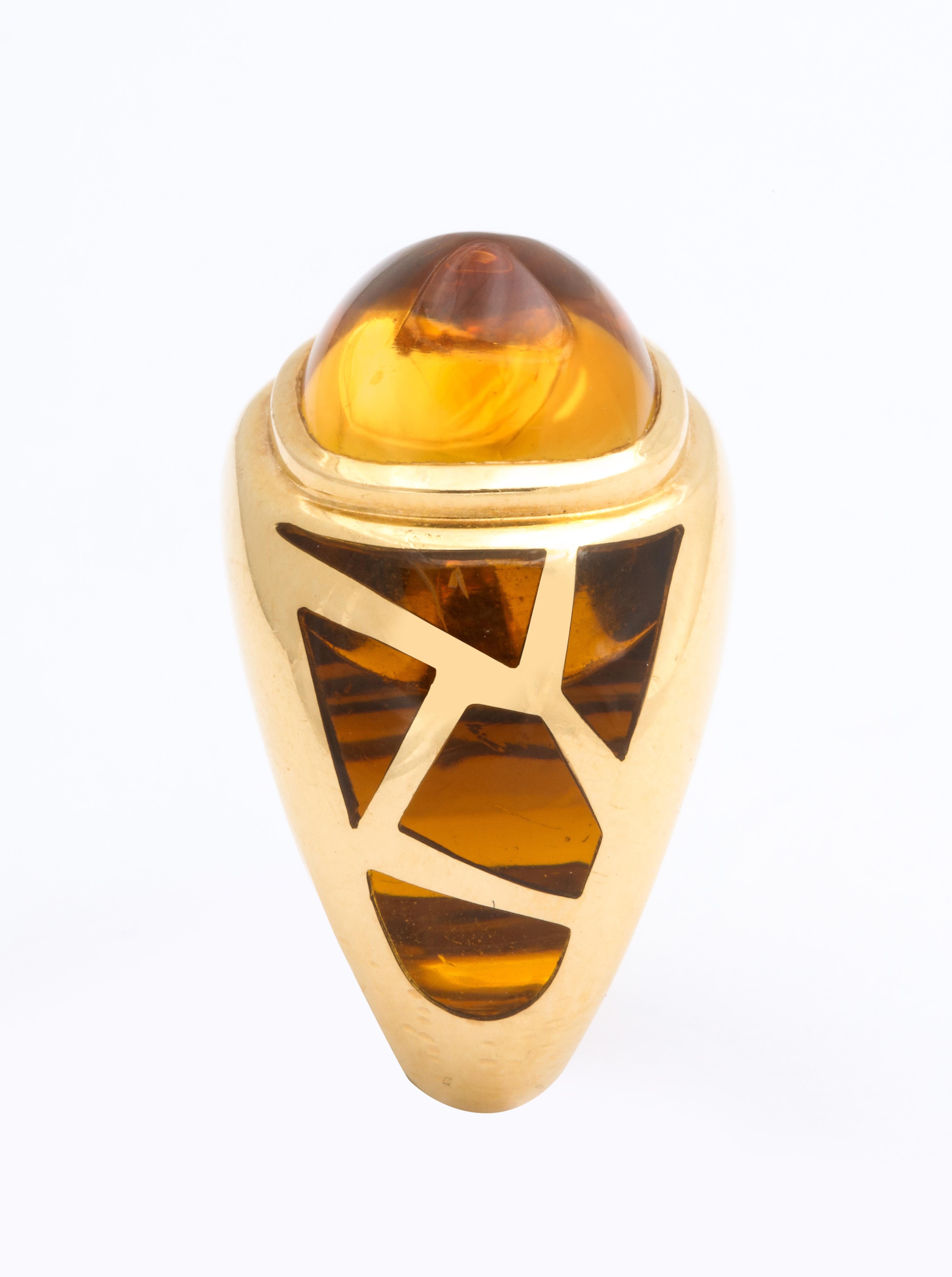 Boivin  Citrine and Gold Dome Ring  3