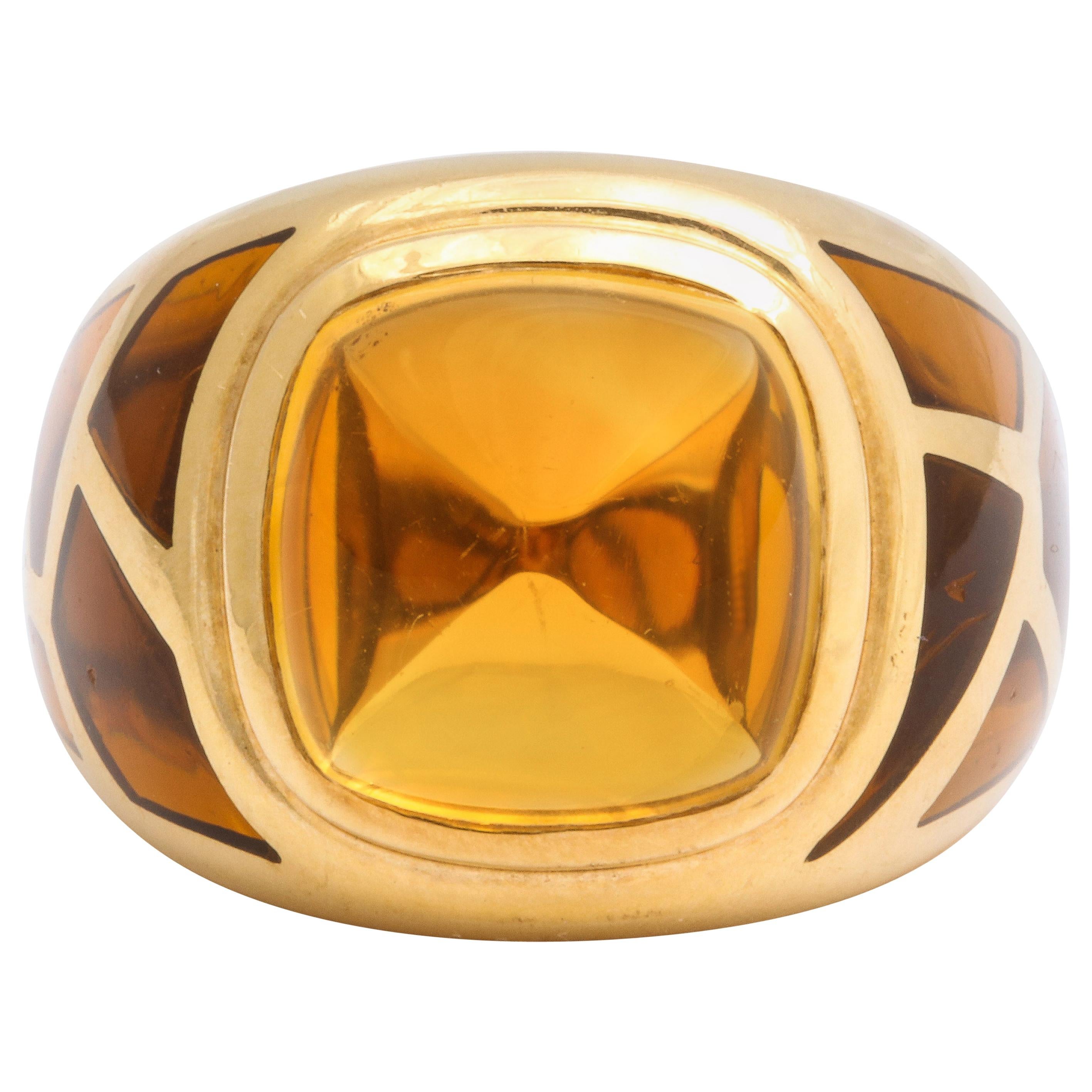 Boivin  Citrine and Gold Dome Ring 