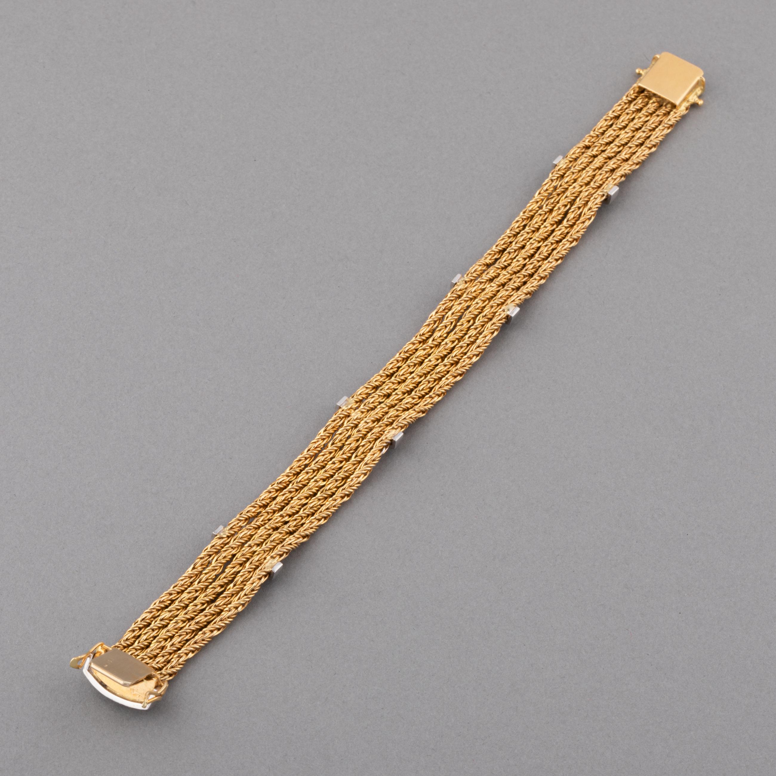 Old European Cut French Gold and Diamonds Vintage Bracelet For Sale