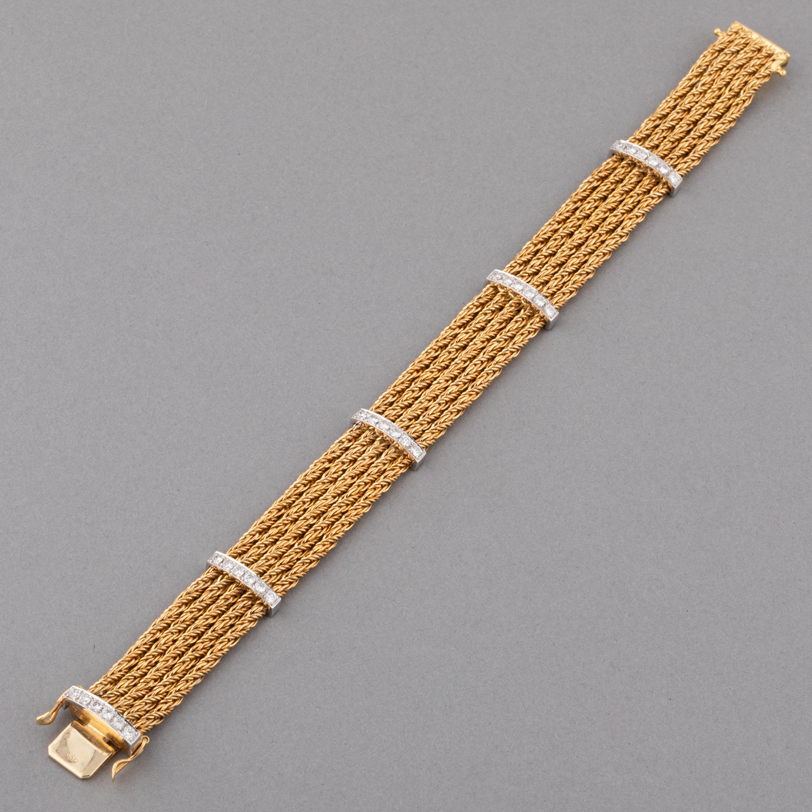 Women's French Gold and Diamonds Vintage Bracelet For Sale