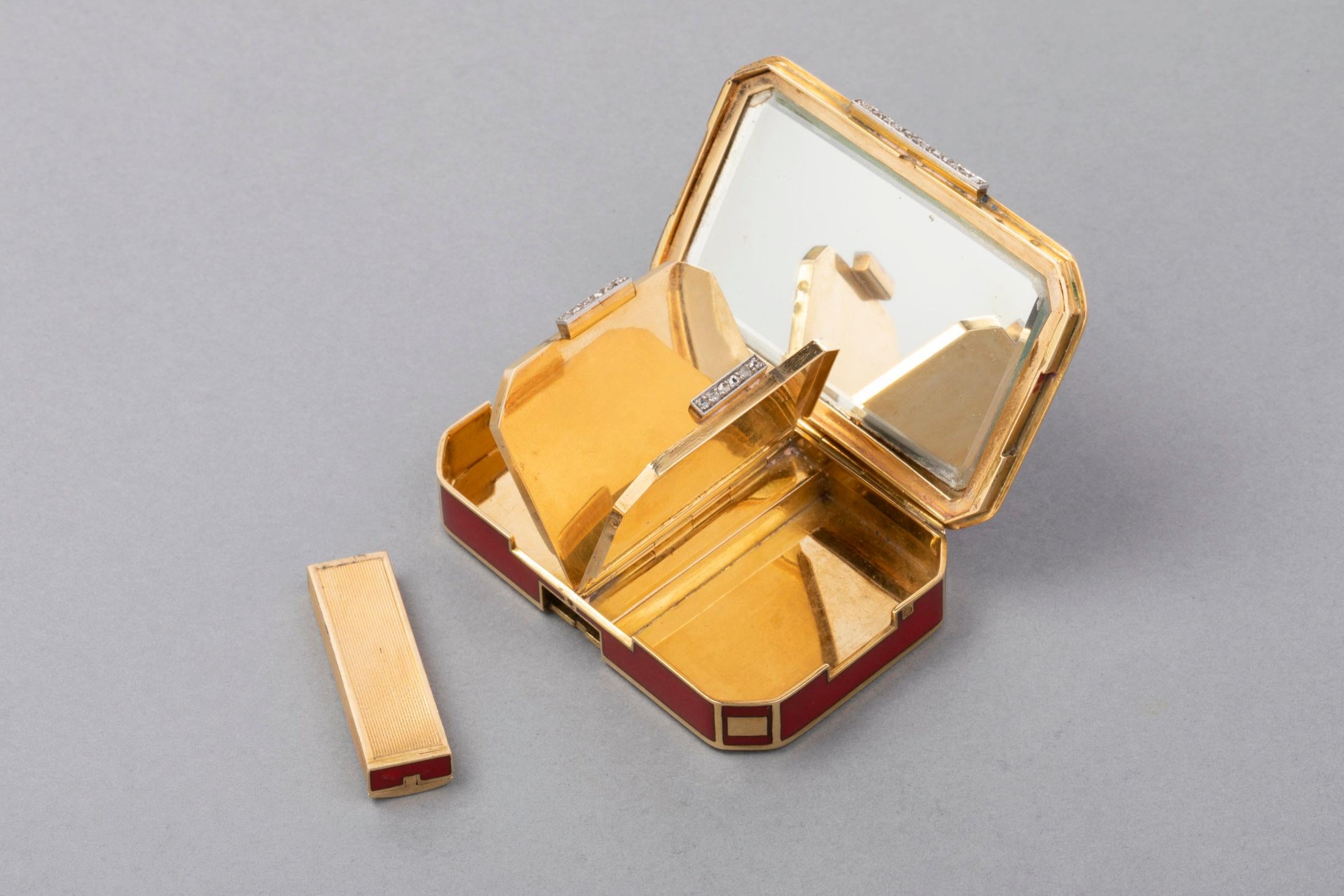 Women's French Gold and Enamel Art Deco Minaudière Box