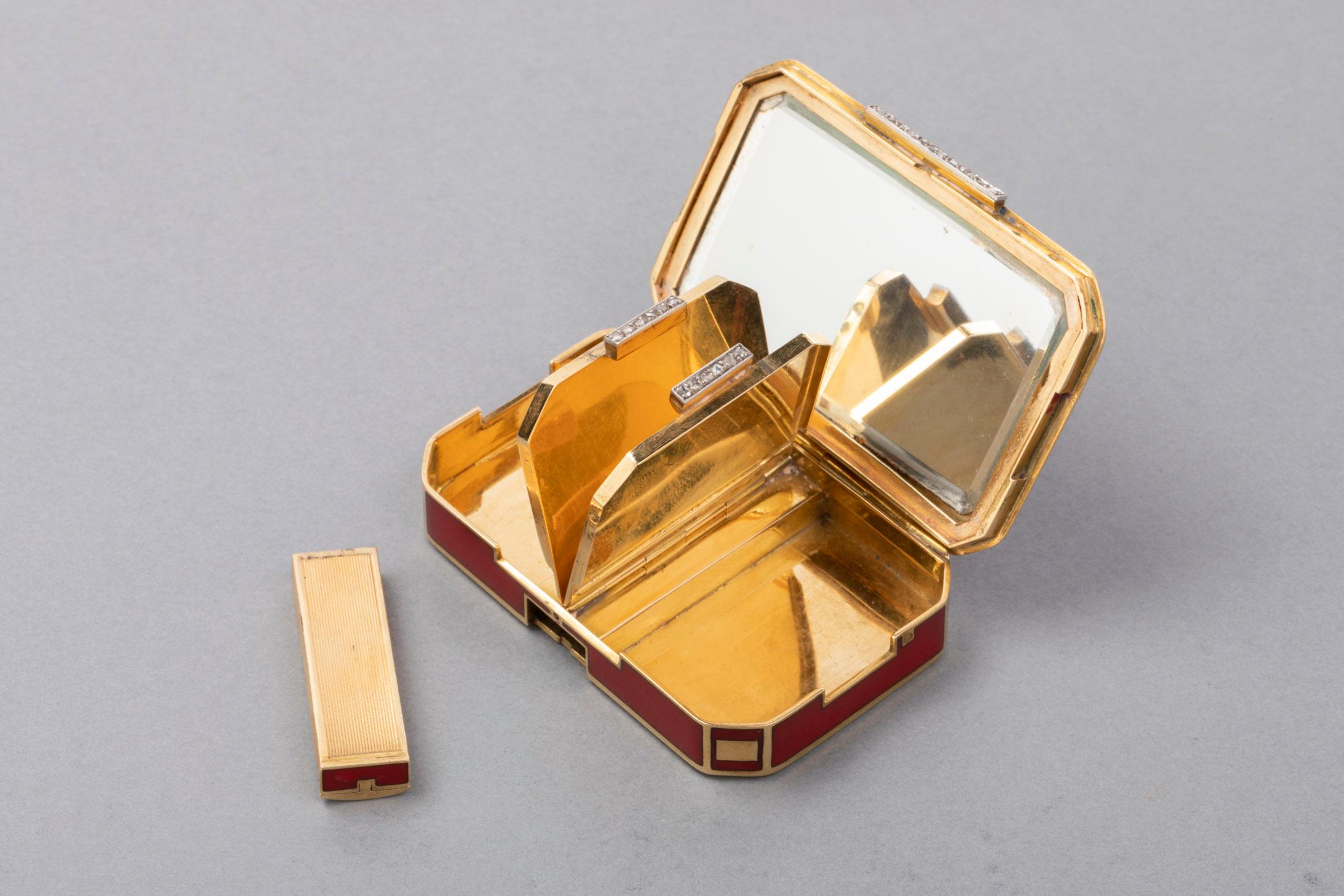 French Gold and Enamel Art Deco Minaudière Box 1