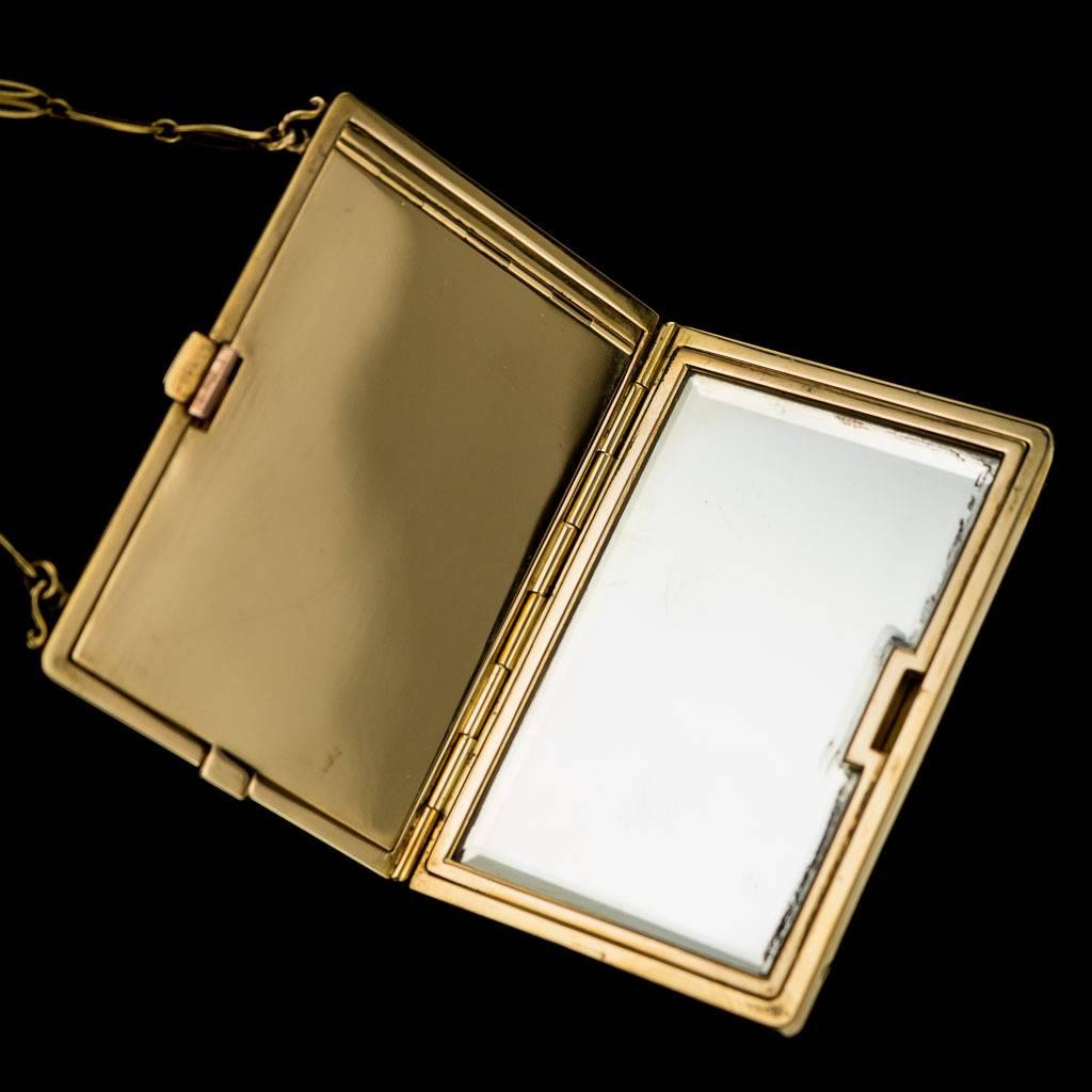 Art Deco French Gold and Enamel Vanity Case, Van Cleef & Arpels, circa 1930