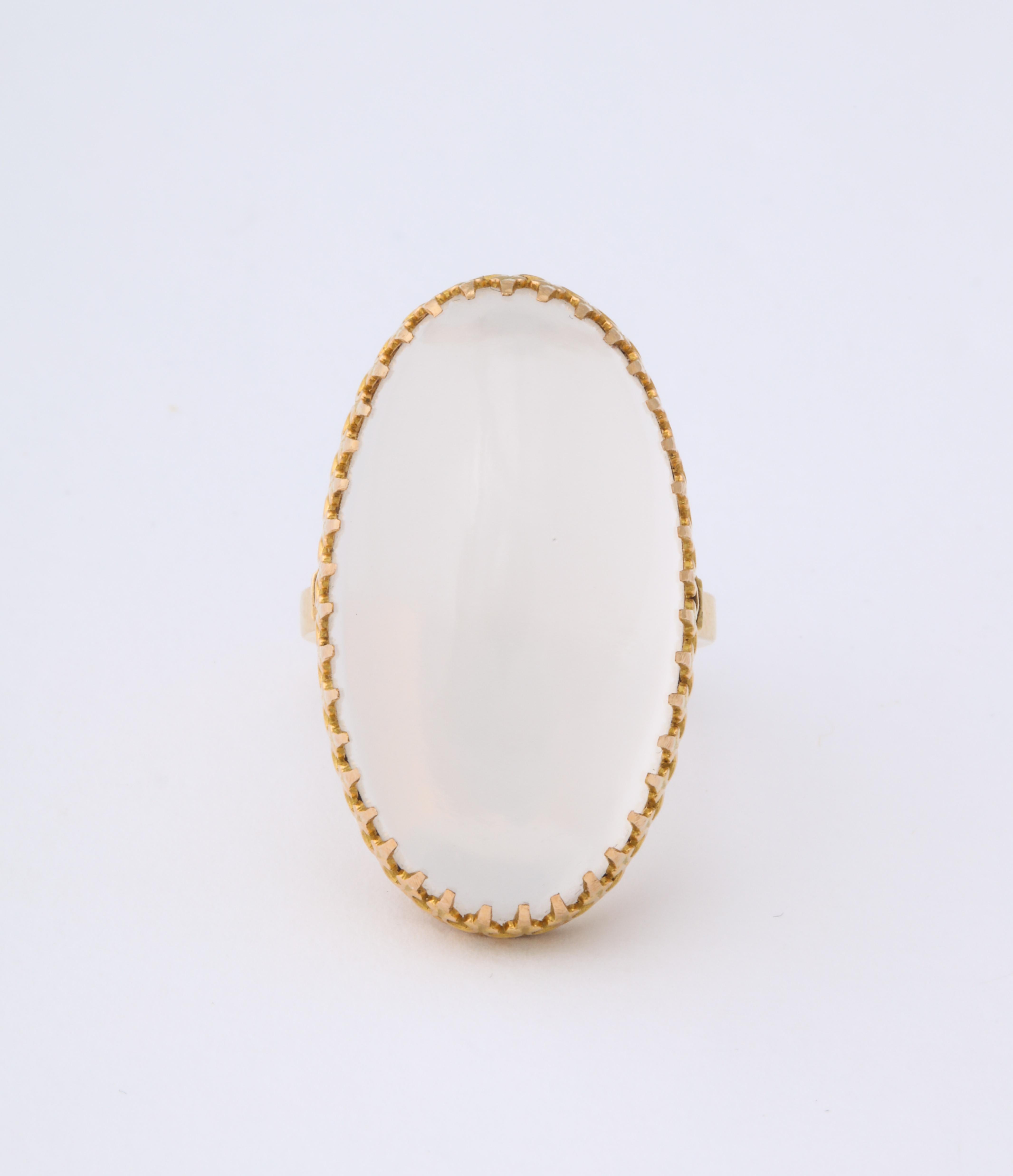 Modernist French Gold and Moonstone Ring