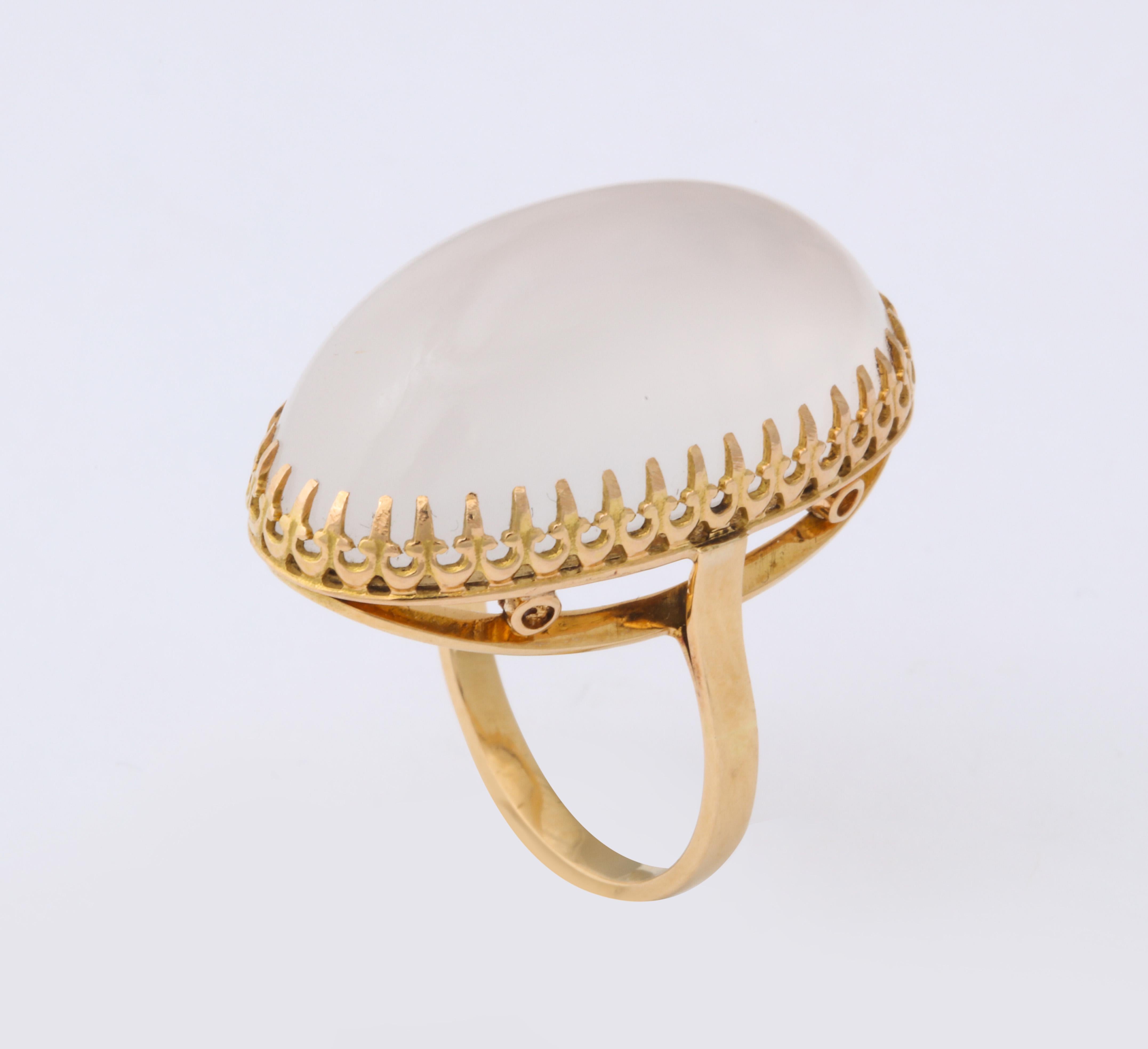 French Gold and Moonstone Ring 3